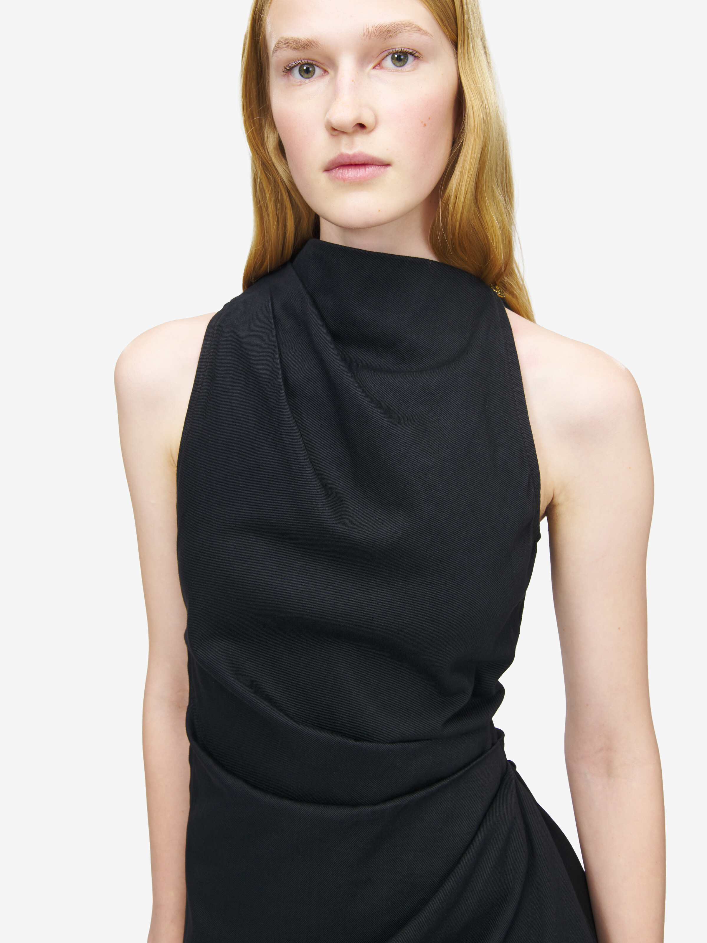 Women's Denim Asymmetric Mini Dress in Black in 100% Cotton | Alexander McQueen - image 5