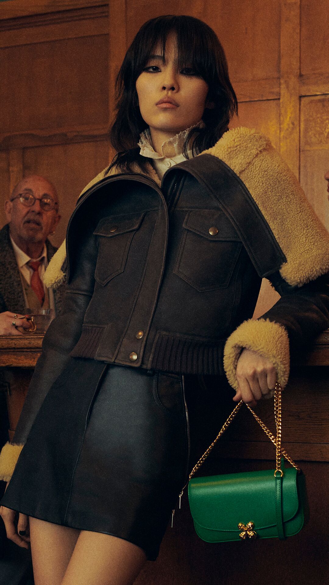 Model on set of McQueen Autumn Winter 2025 Pre-Collection photoshoot