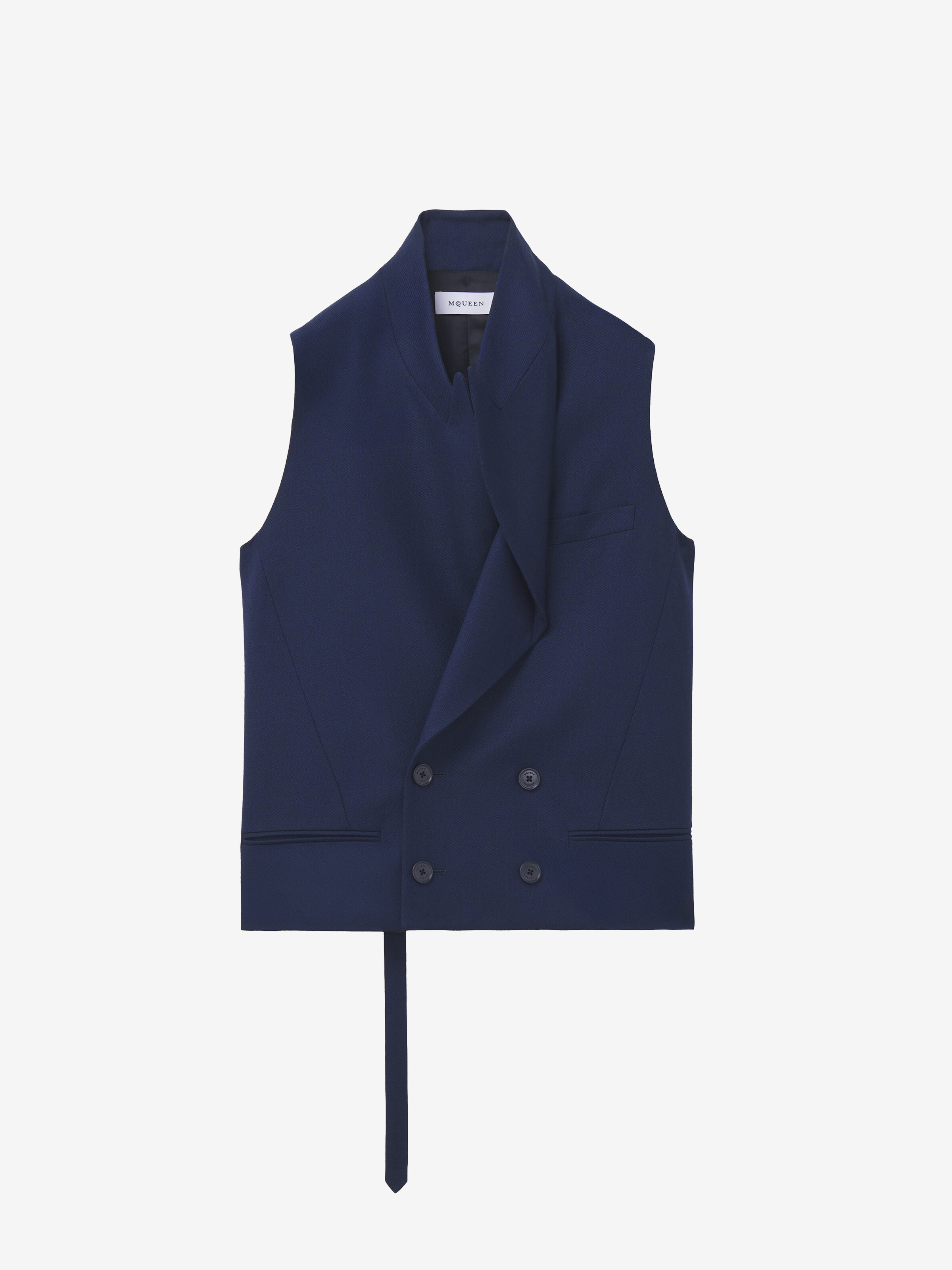 Men's 테일러드 웨이스트코트 in 인디고 in 100% 양모 | Alexander McQueen - image 1