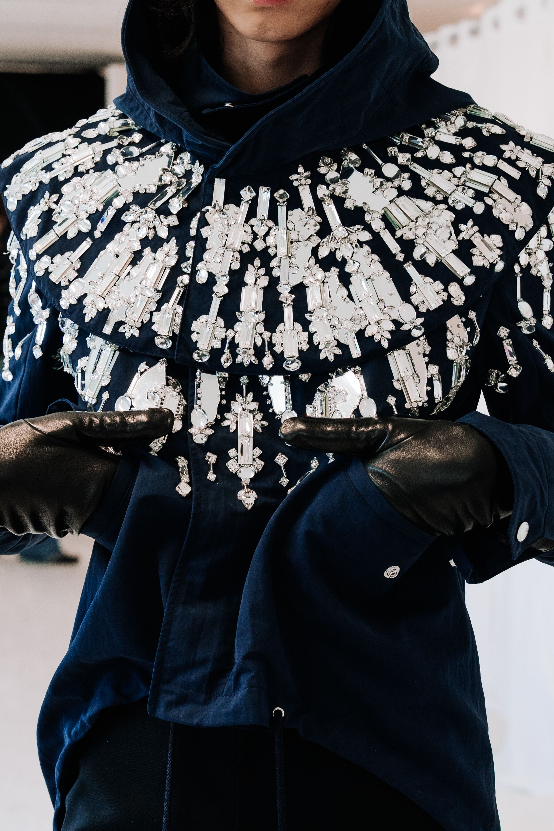 Crystal Mirror Embroidery on Menswear Jacket for McQueen Autumn Winter 2025