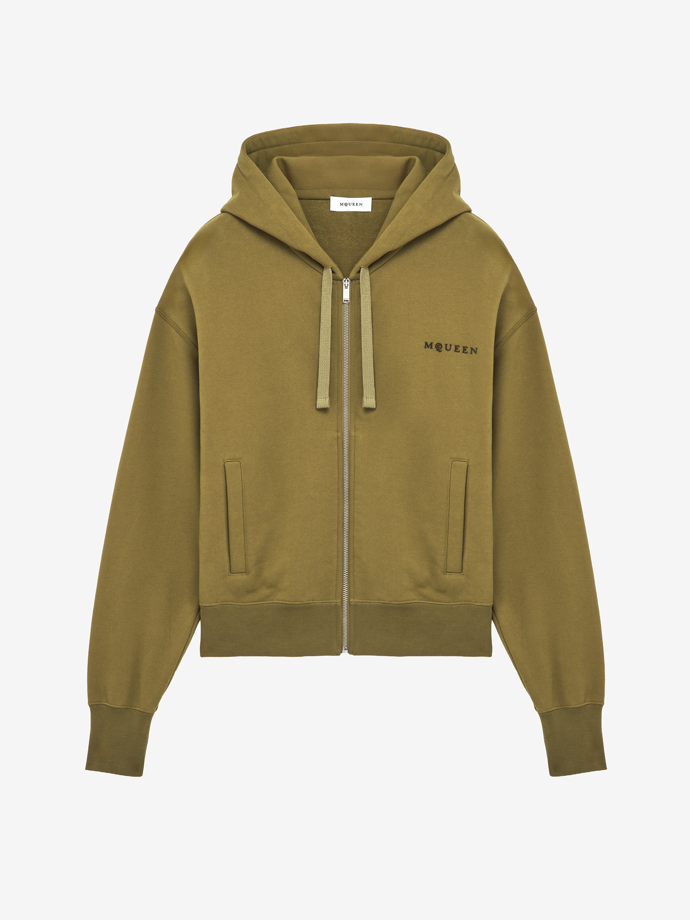 Men's Hooded Zip Through Sweatshirt in Green in 100% Cotton | Alexander McQueen - image 2