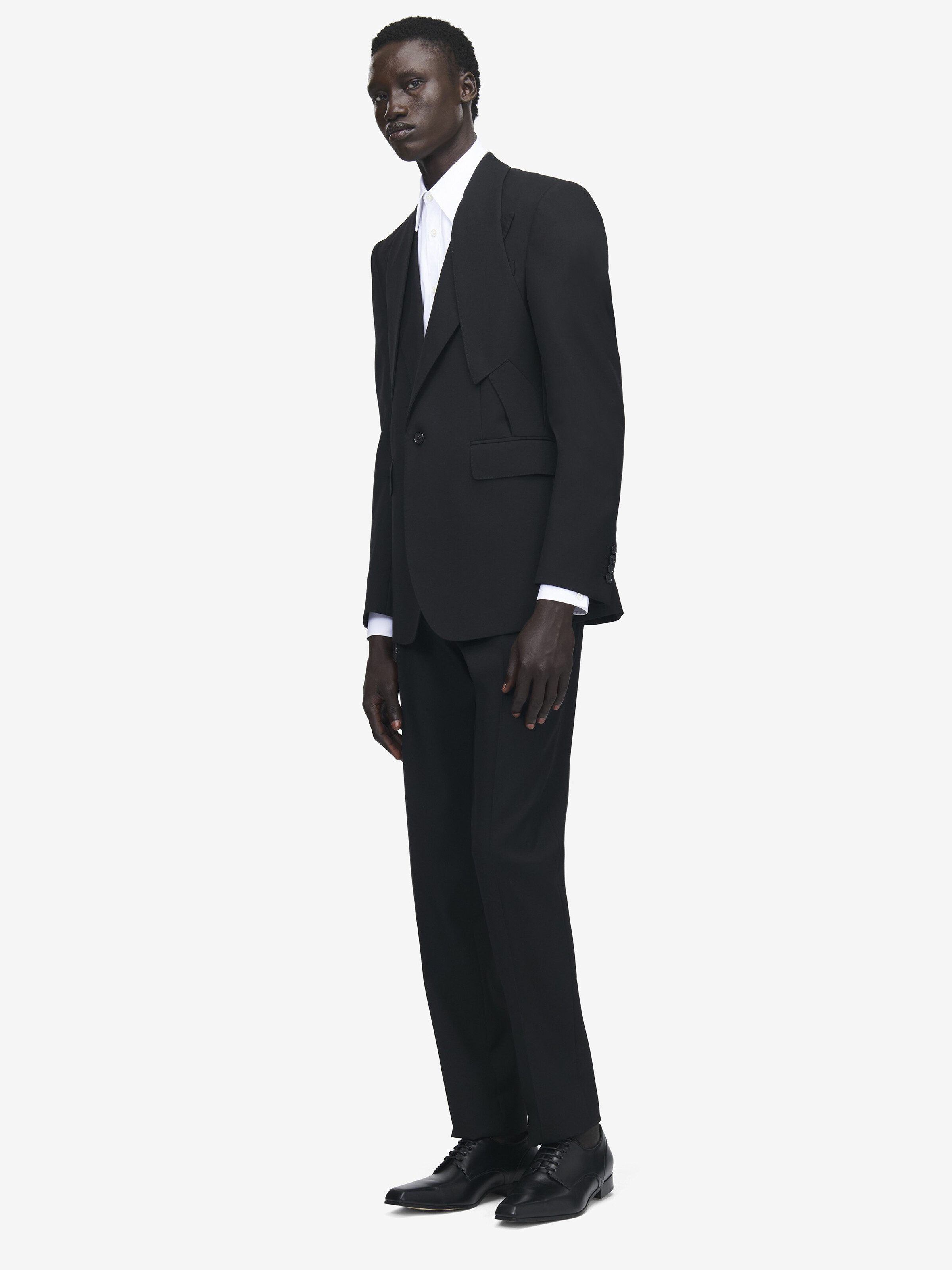 Men's Reverse Lapel Single-breasted Jacket in Black in 100% Wool | Alexander McQueen - image 3