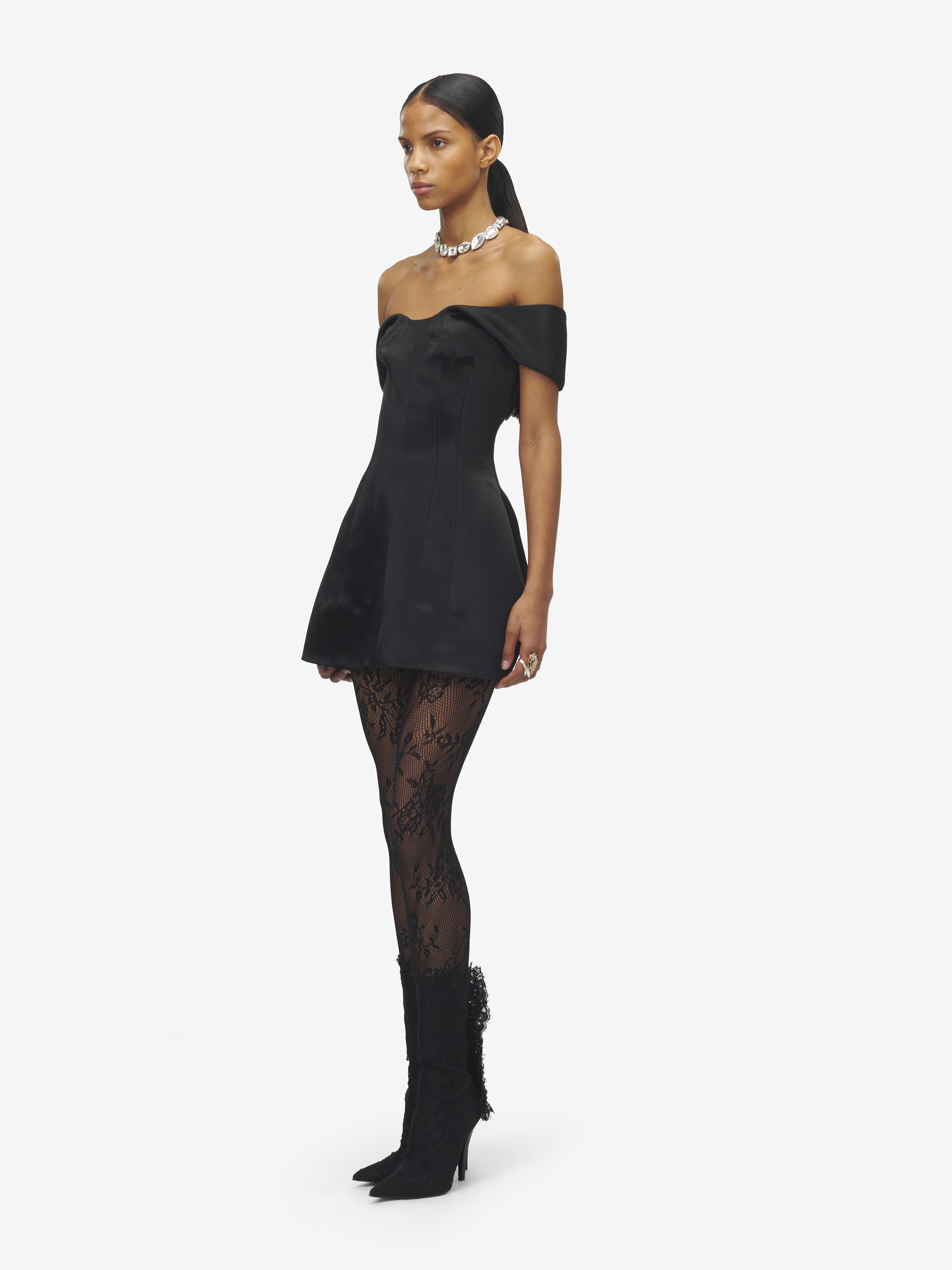 Women's Mini Dress in Black in 100% Acetate | Alexander McQueen - image 3