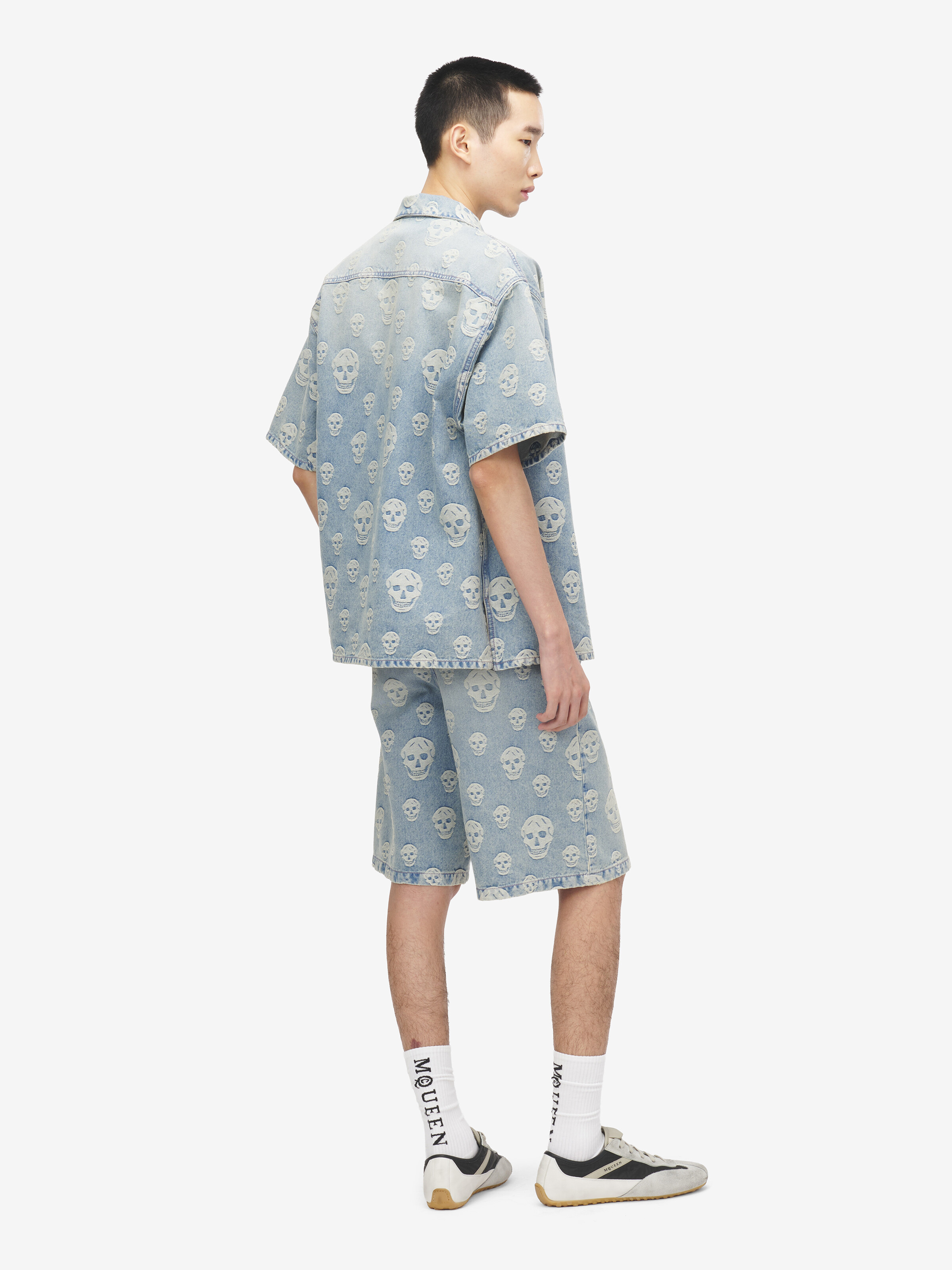 スカル ジャカード デニム シャツ in 本体: 100% コットン, 裏地: 65% ポリエステル, 35% コットン | Alexander McQueen - image 4
