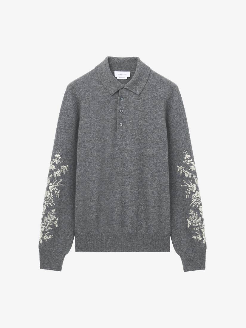 Poloshirt mit floralen Stickereien | Alexander McQueen - image 1