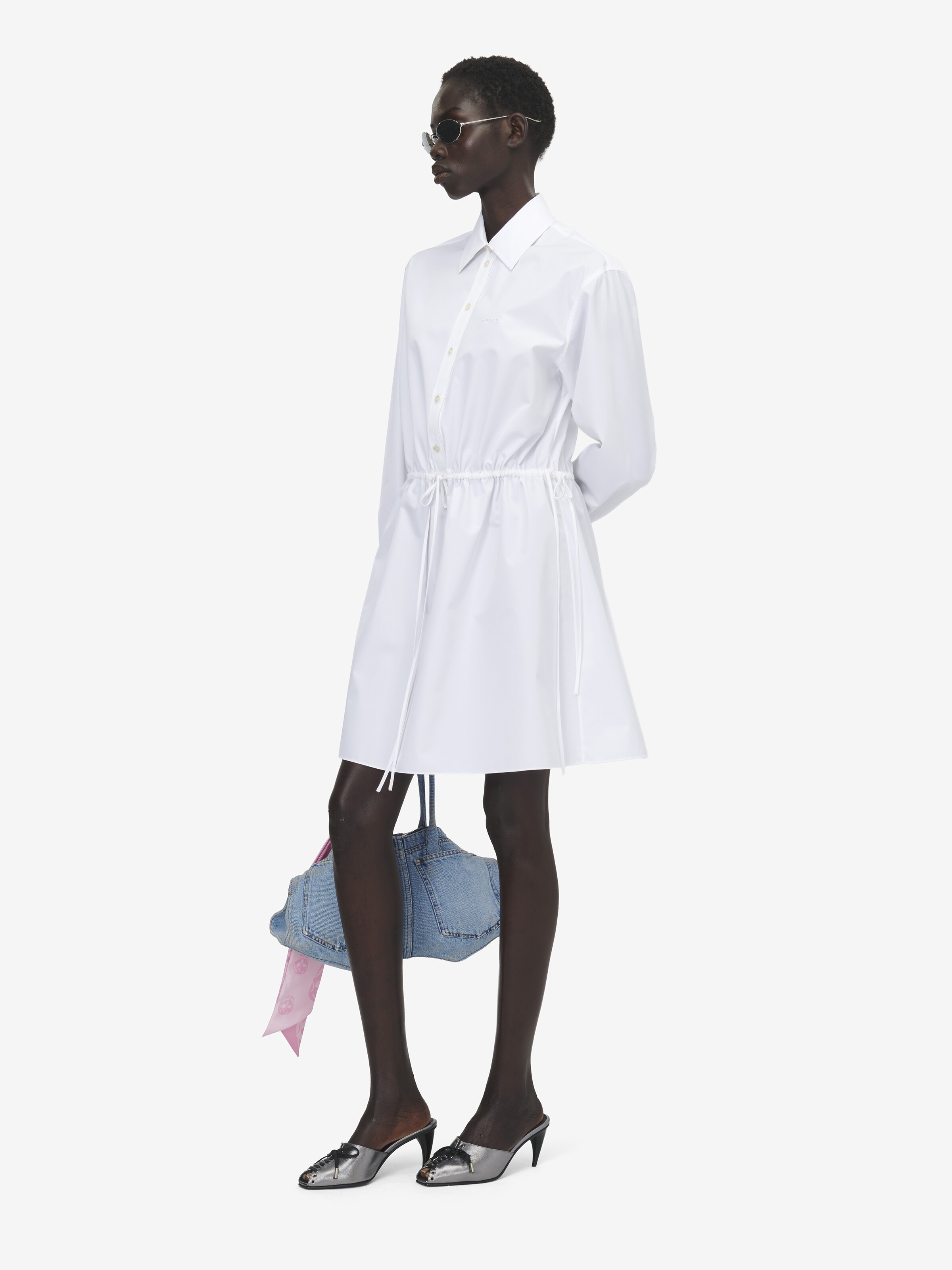 Blusenkleid mit Bindedetails für Damen in Optical White in 100% Baumwolle | Alexander McQueen - image 3