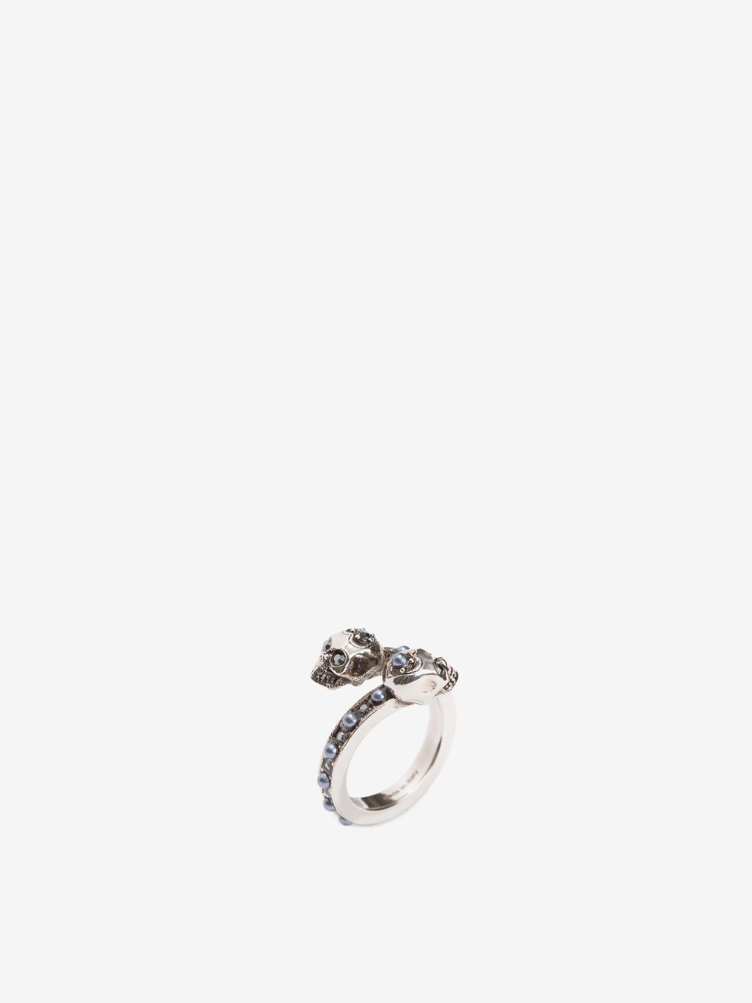 Bague Skull enveloppante pour Femme en Finition argent ancien in Laiton | Alexander McQueen - image 2