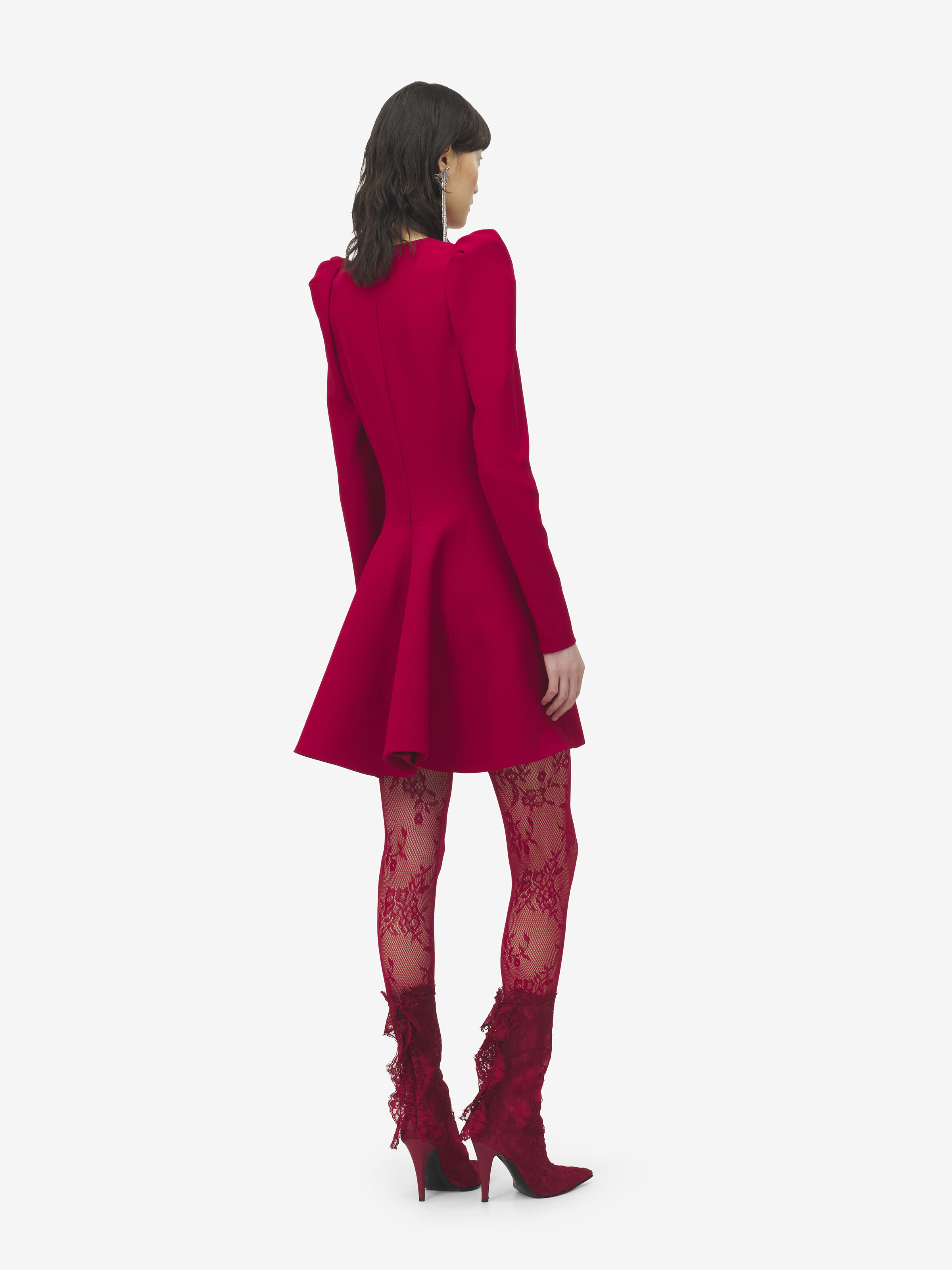Women's Kickback Mini Dress in Crimson in 52% Viscose, 48% Acetate | Alexander McQueen - image 4