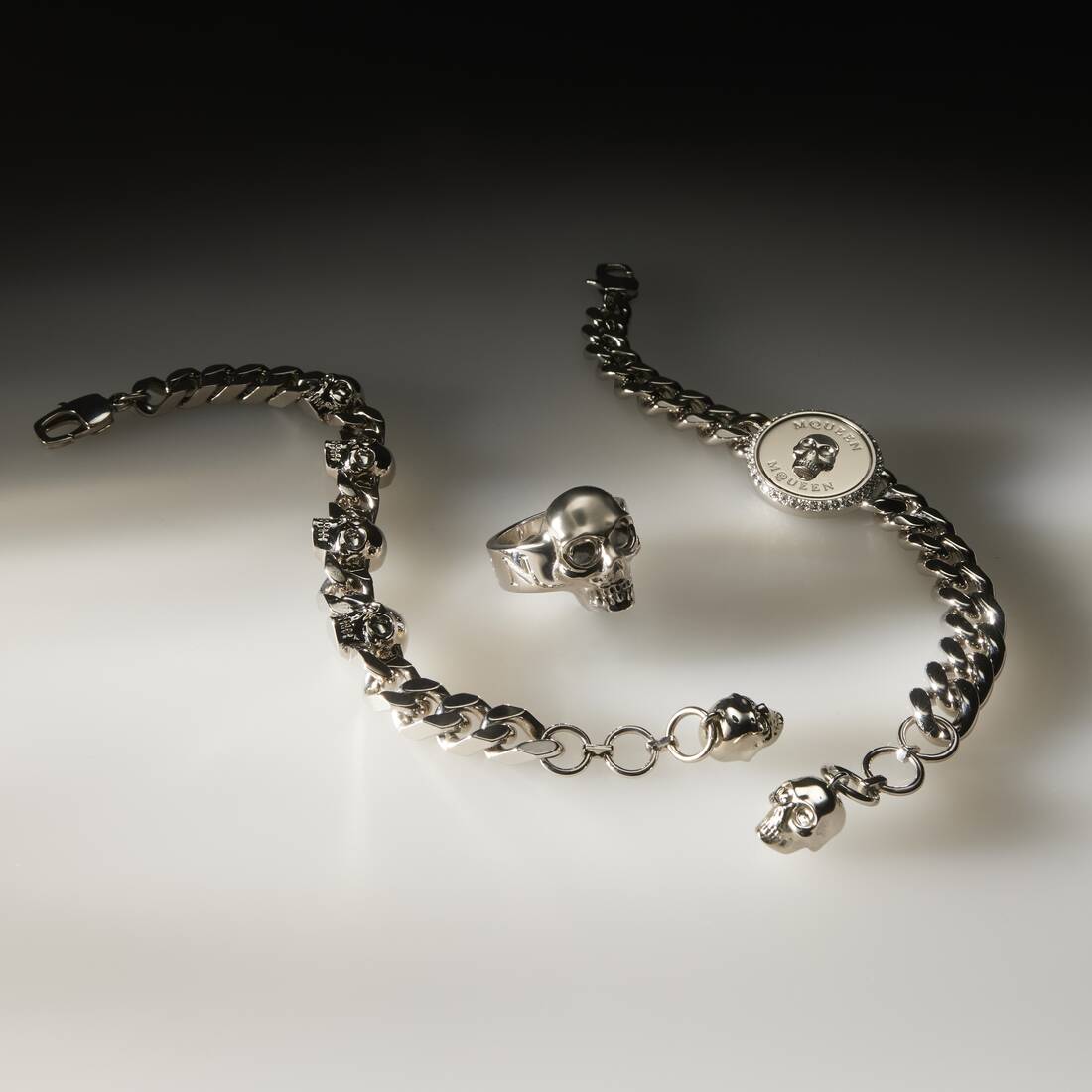 silver bracelet with skull