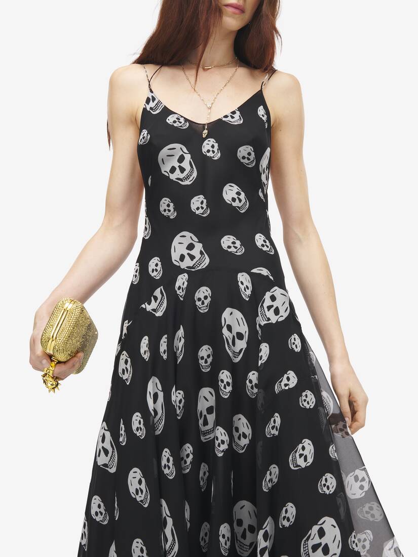 Silk Skull Print Evening Dress | Alexander McQueen - image 5