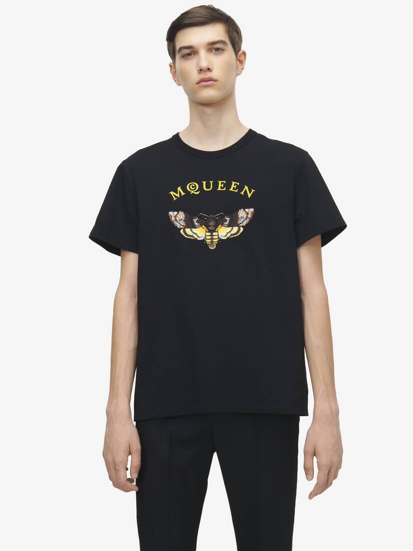 T-Shirt mit Mottenstickerei und Logo | Alexander McQueen - image 6