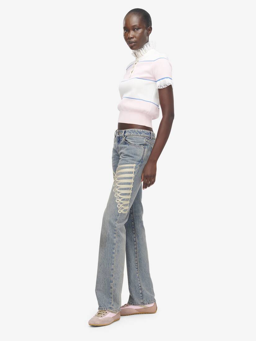 Ruffle Trim Striped Top | Alexander McQueen - image 3