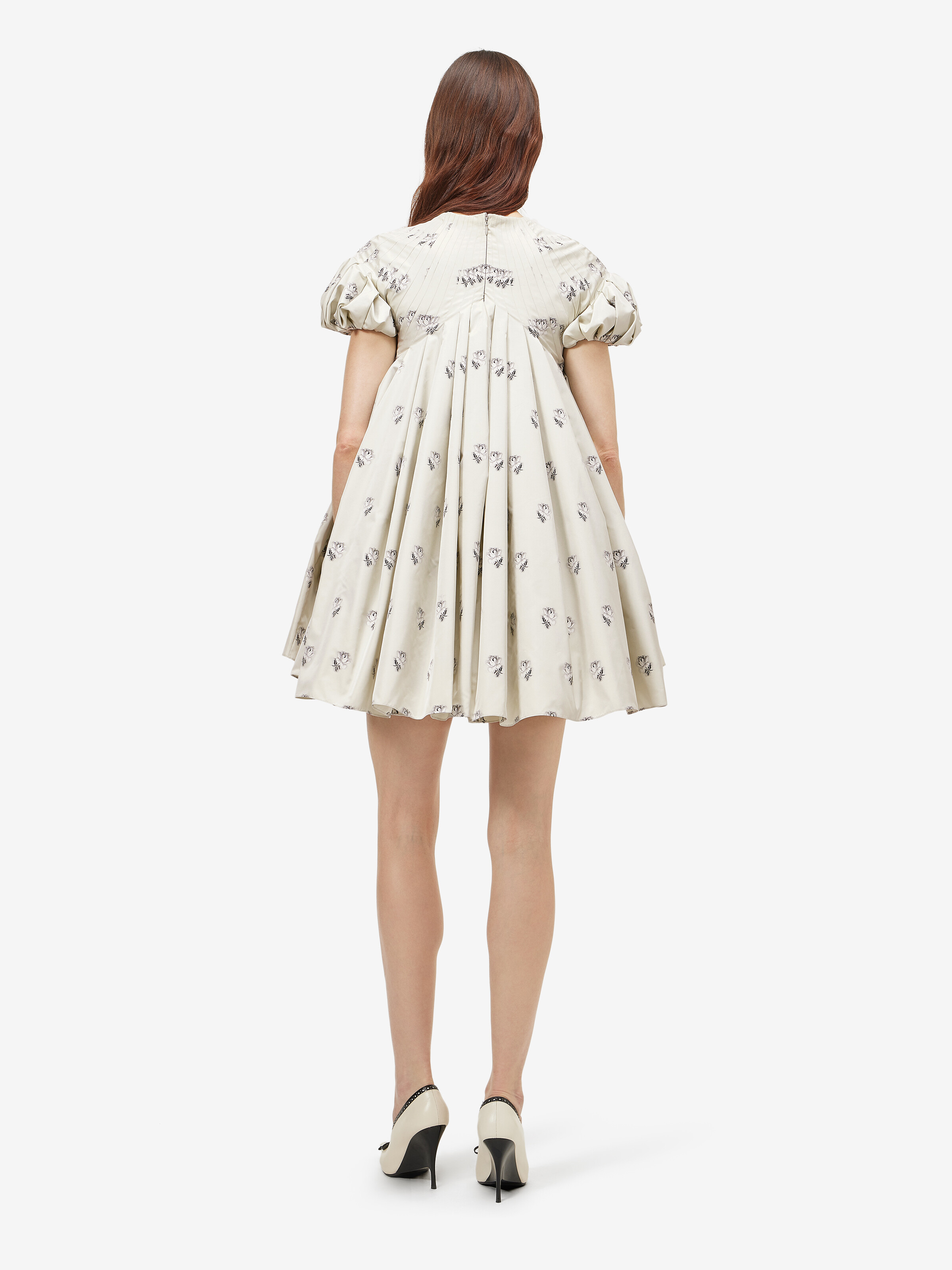 Women's Taffeta Rose Jacquard Mini Dress in Light Green in 93% polyester, 7% silk | Alexander McQueen - image 4
