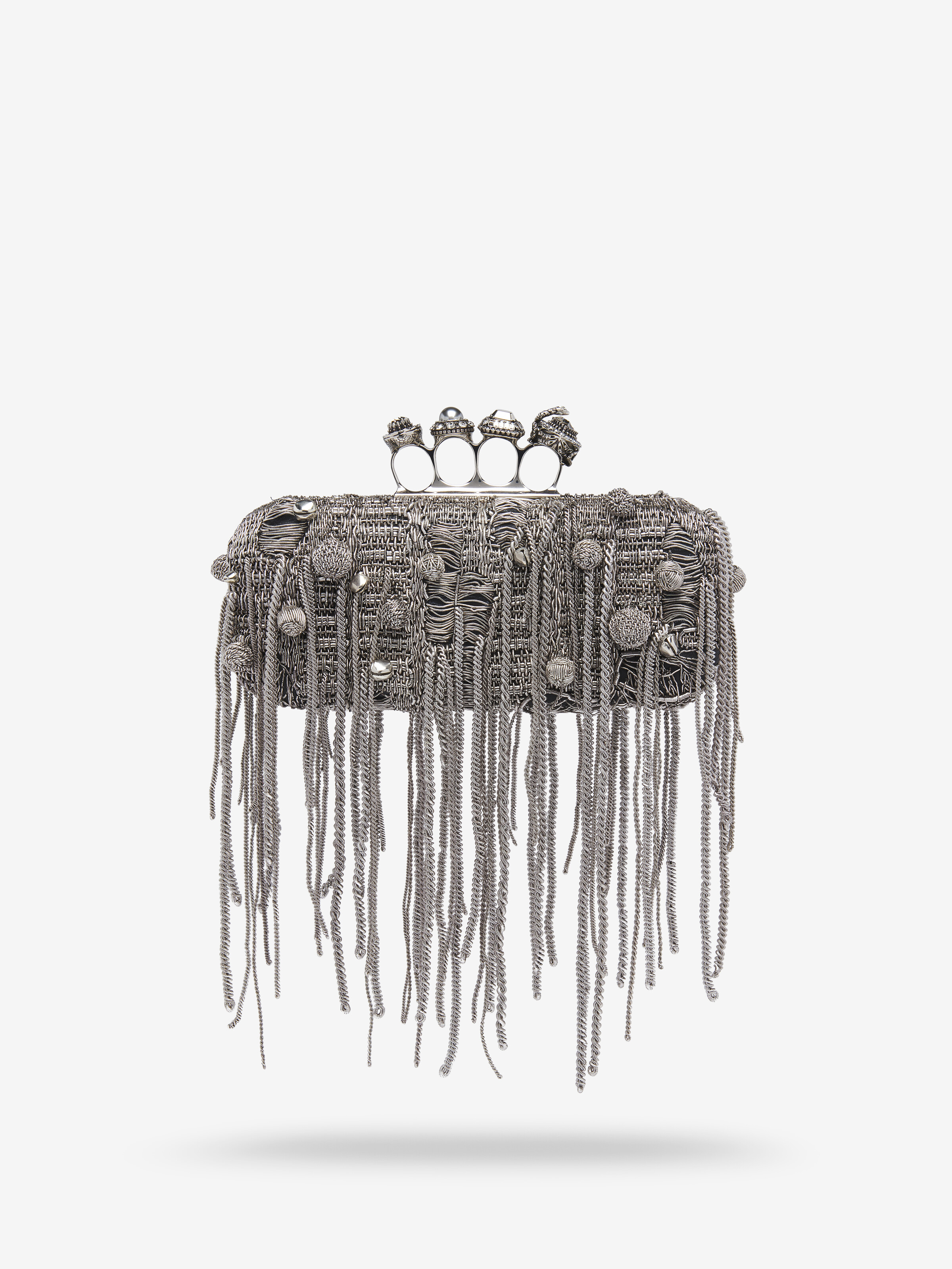 Women's Snake Knuckle Long Clutch in Black/Silver in Lamb Leather | Alexander McQueen - image 4