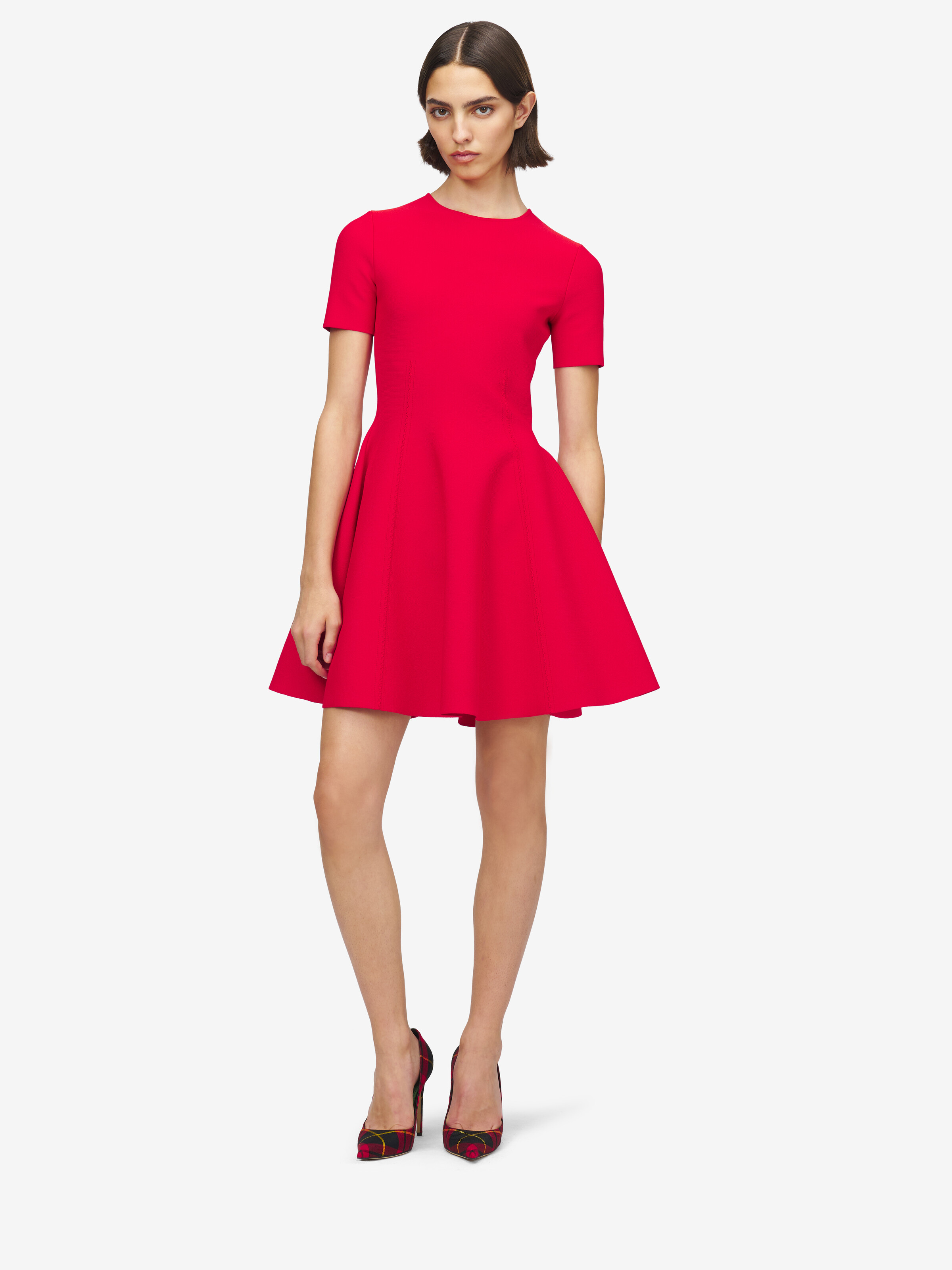Women's Fit And Flare Mini Dress in Red in 76% Viscose, 16% Polyester, 6% Polyamid, 2% Elastan | Alexander McQueen - image 2