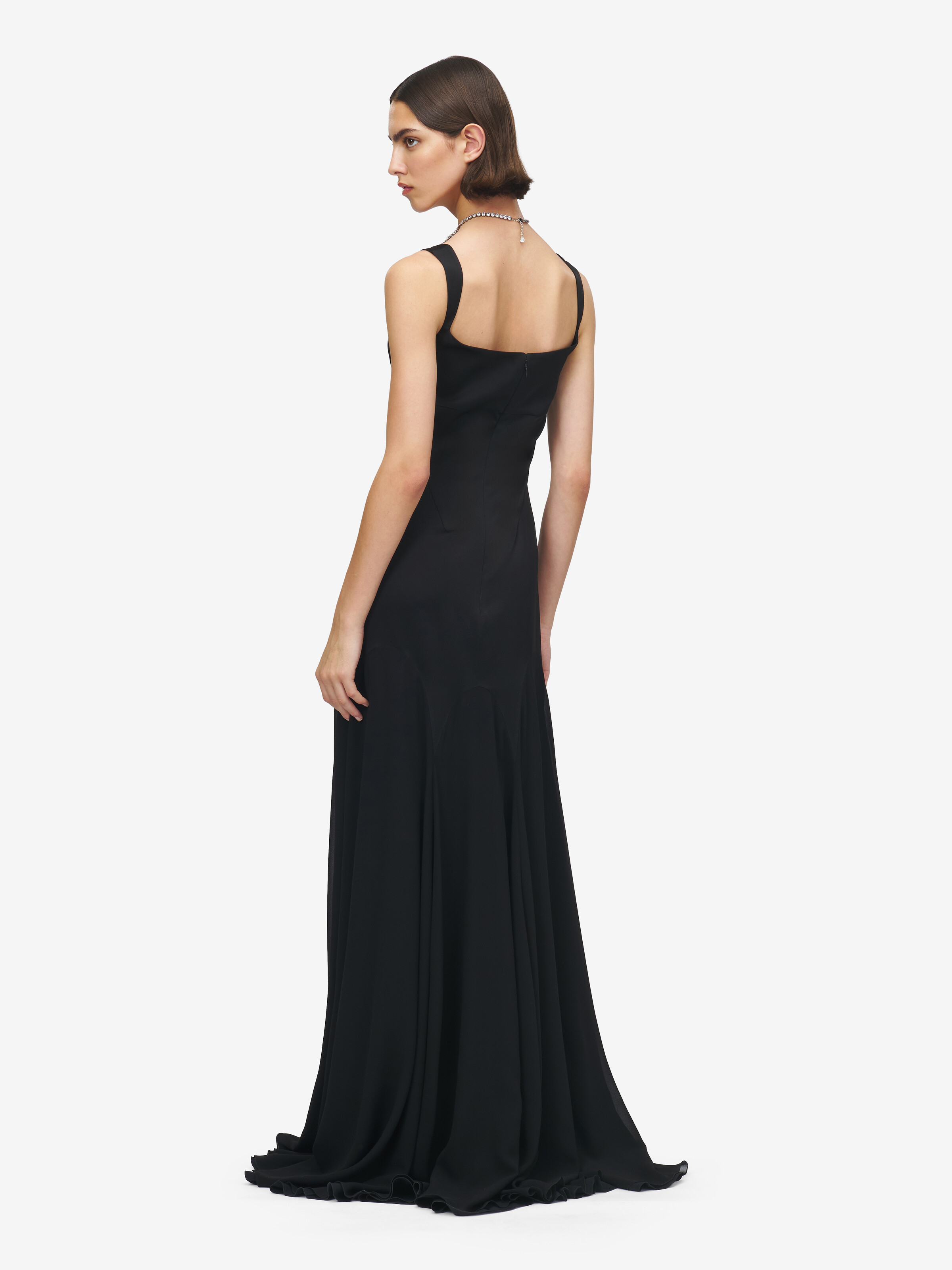 Women's Satin Evening Dress in Black in 61% Viscose, 39% Acetate | Alexander McQueen - image 4