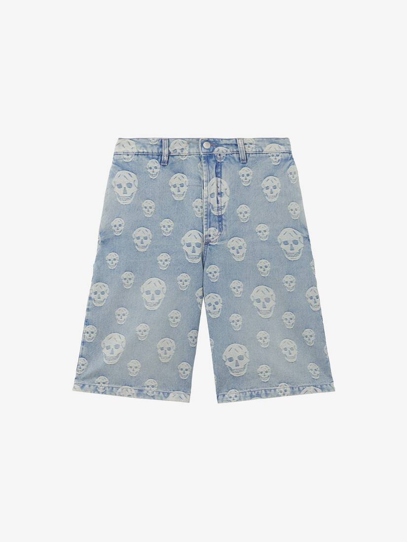 Skull Jacquard Denim Shorts | Alexander McQueen - image 1