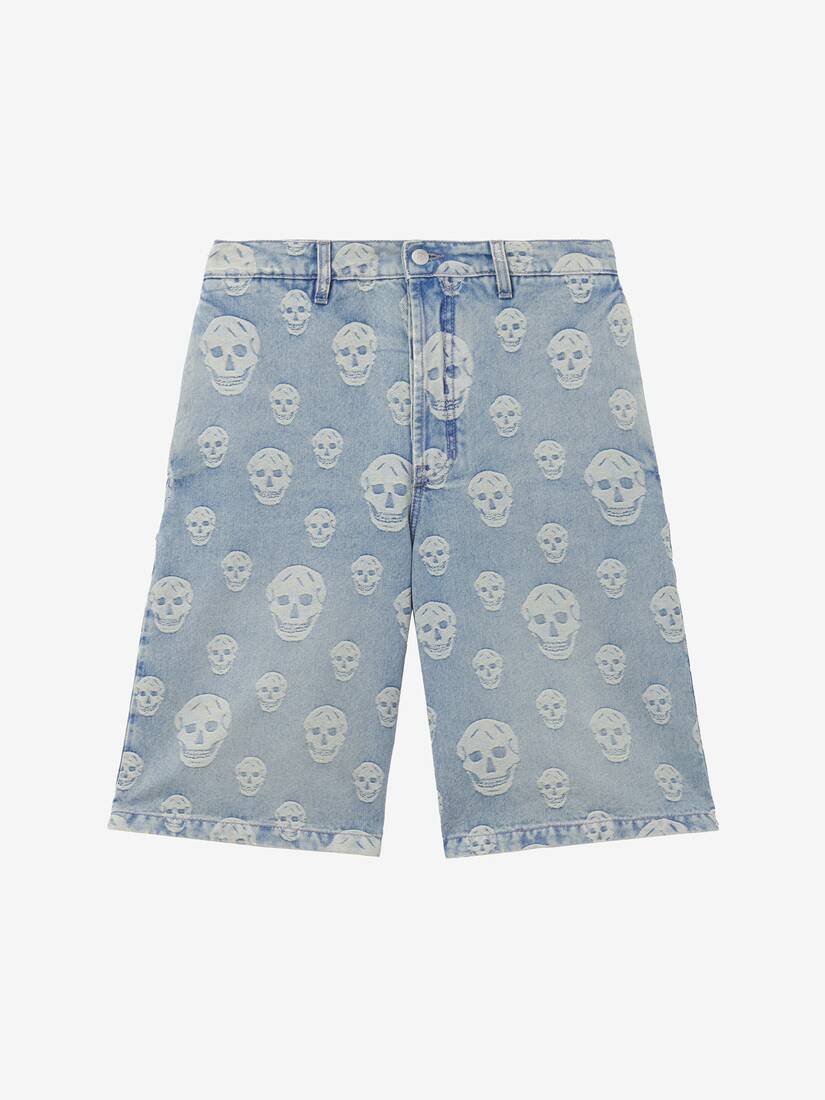 Skull Jacquard Denim Shorts | Alexander McQueen - image 1