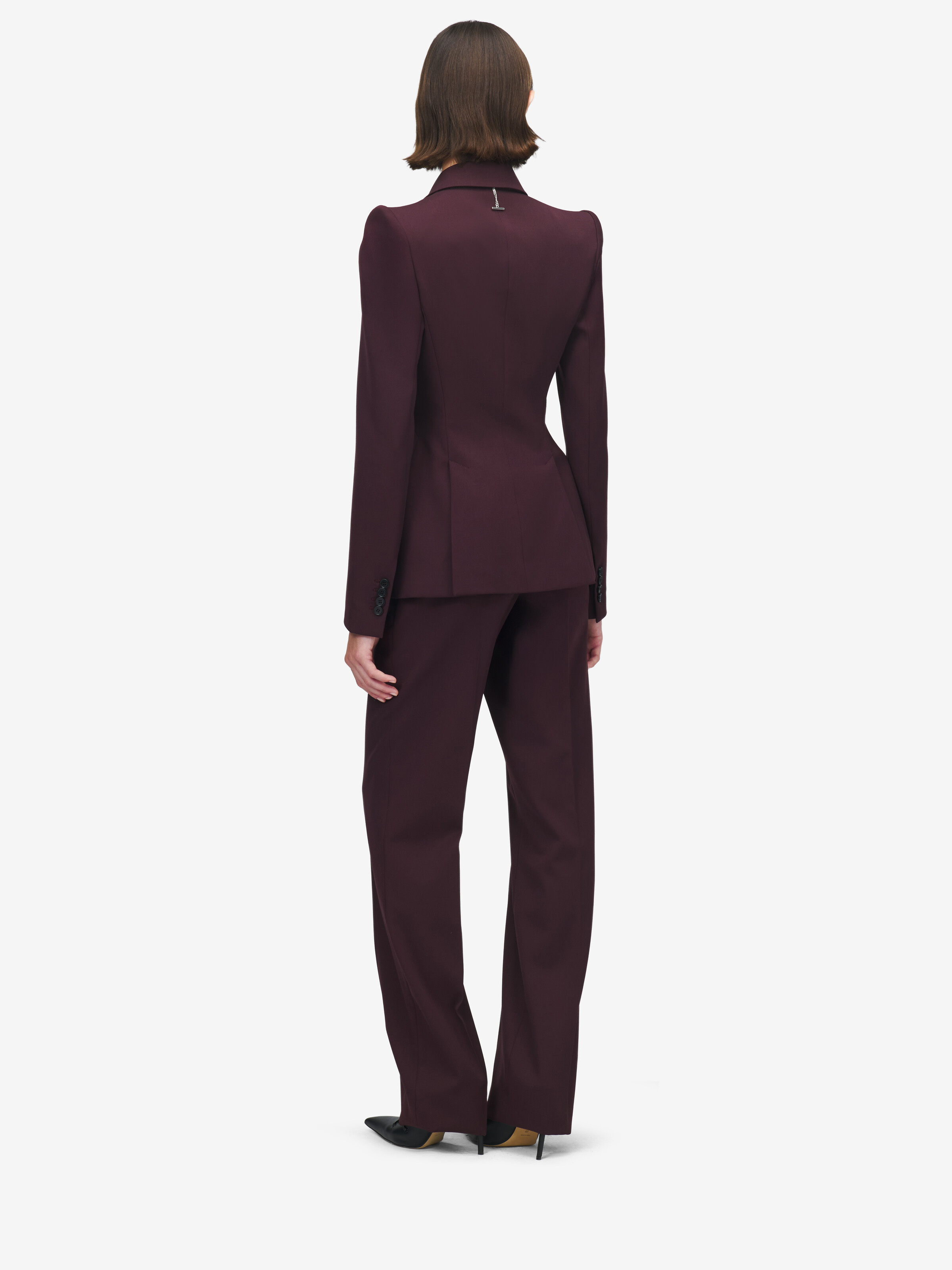 Women's Single-breasted Jacket in Dark Red in 100% Wool | Alexander McQueen - image 4