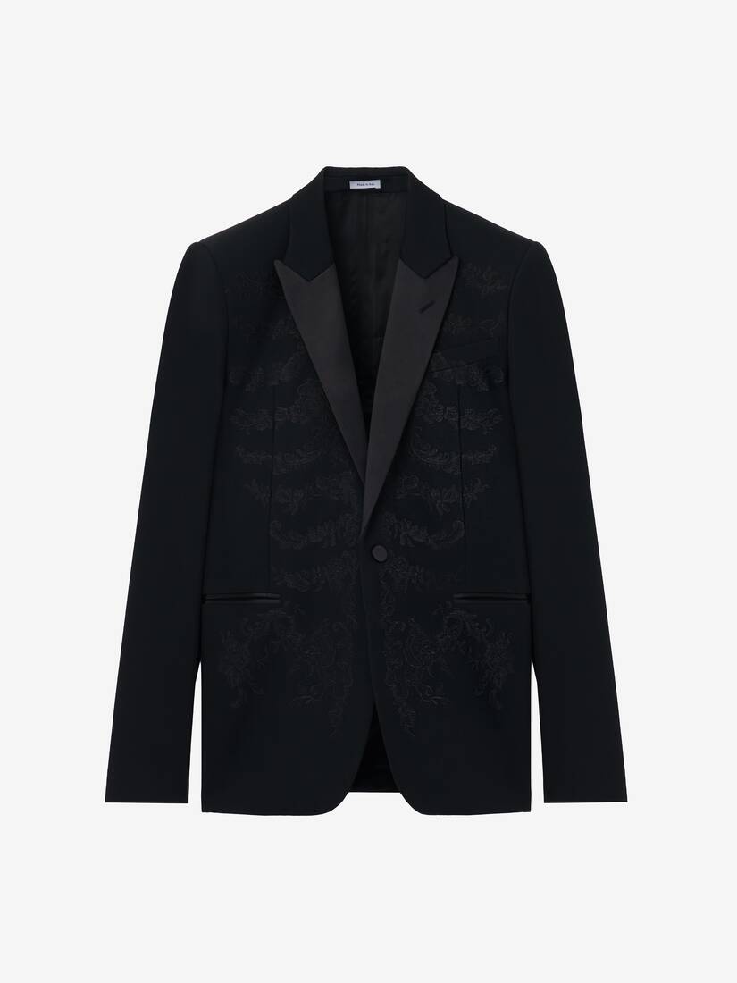 Lace Ribcage Embroidery Single-breasted Jacket | Alexander McQueen - image 1