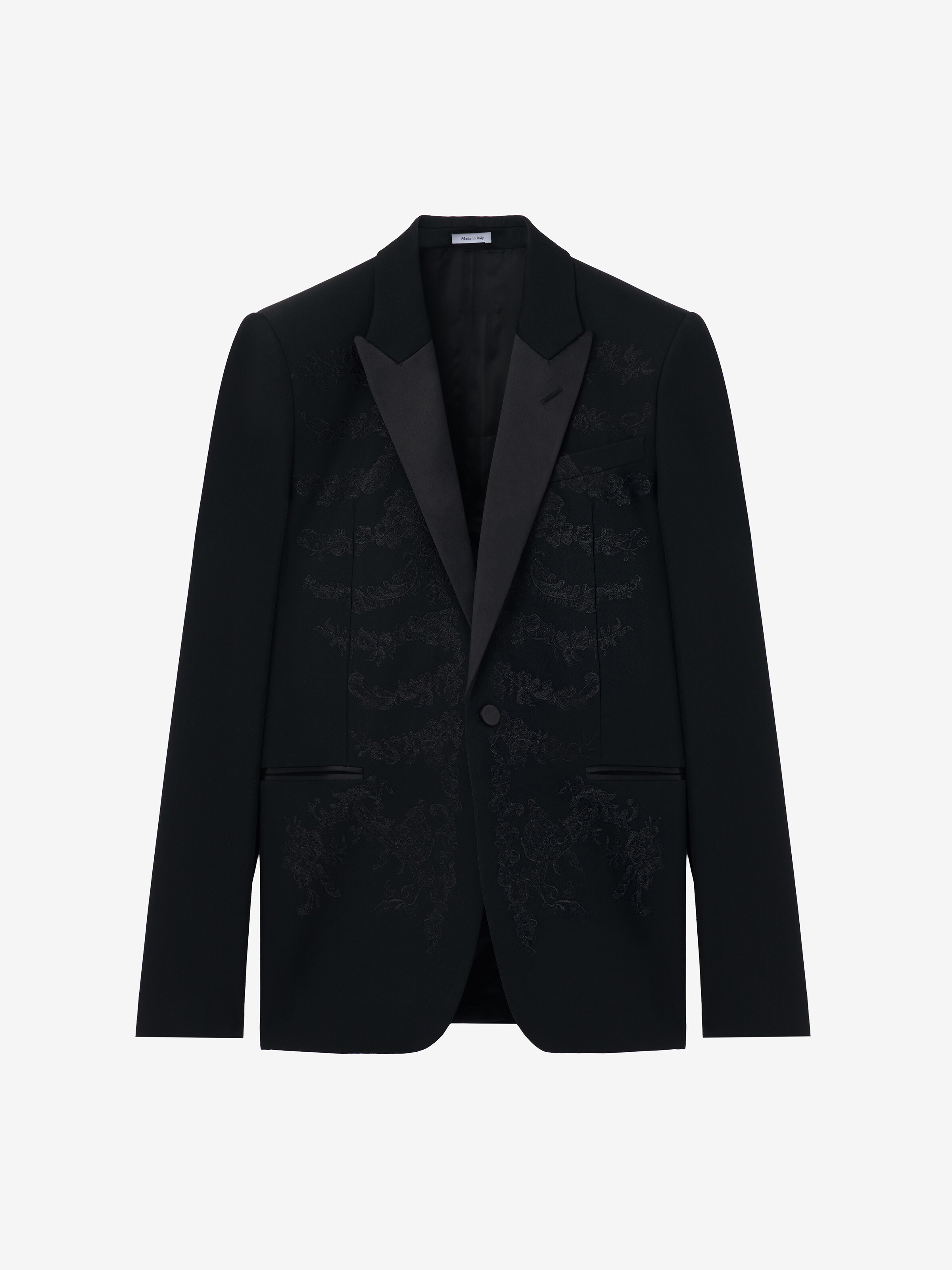 Veste à Simple Boutonnage à Broderie Lace Ribcage pour Homme en Noir in 100% Laine | Alexander McQueen - image 1