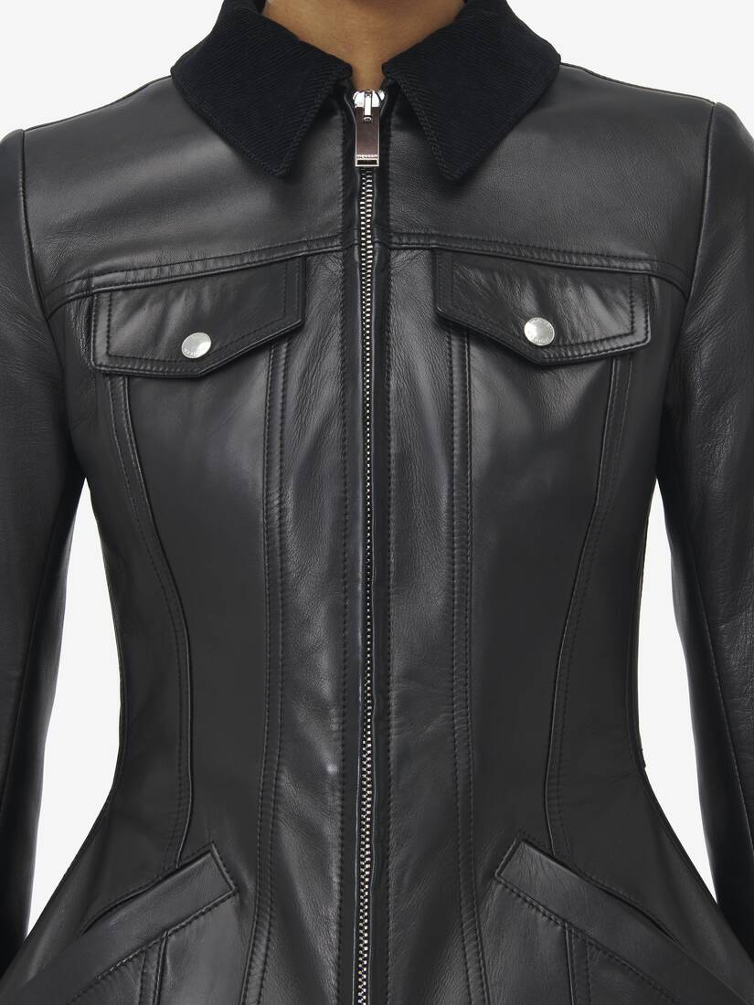 Schößchen-Lederjacke | Alexander McQueen - image 5