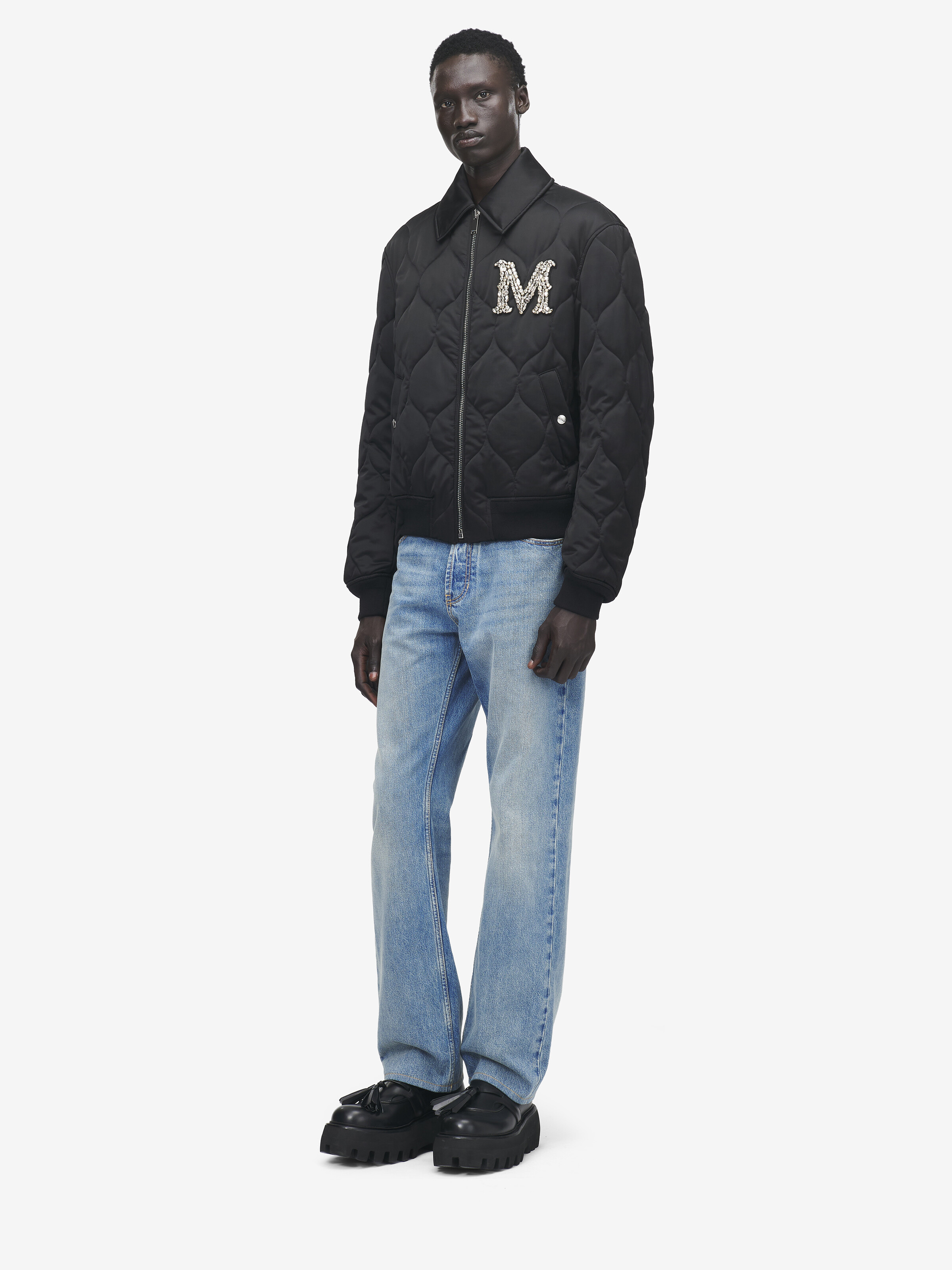 Men's Crystal Logo Quilted Jacket in Black in 50% Cotton, 50% Viscose | Alexander McQueen - image 2