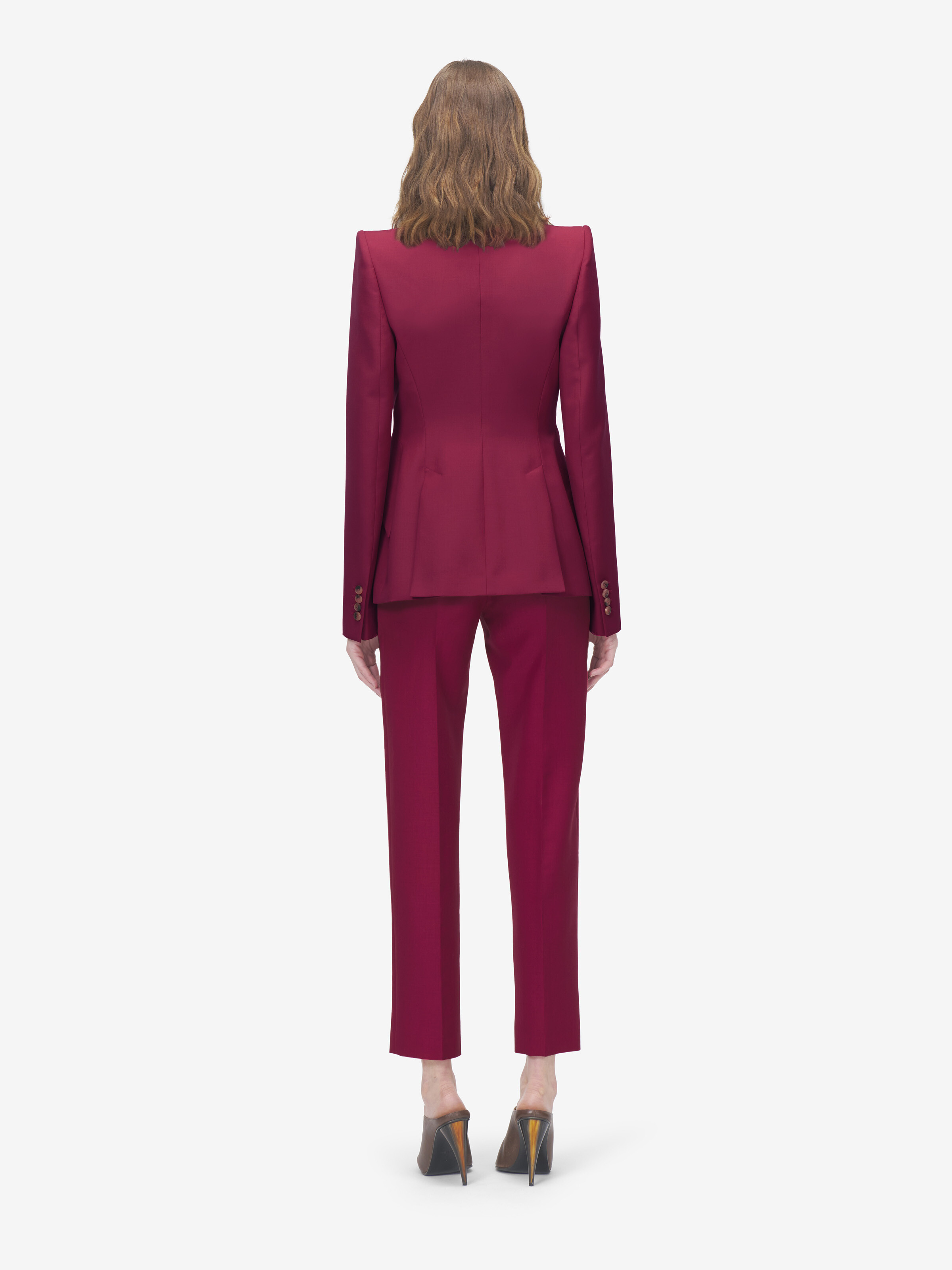 Women's Single-Breasted Jacket in Pink in 75% Wool, 25% Mohair | Alexander McQueen - image 4