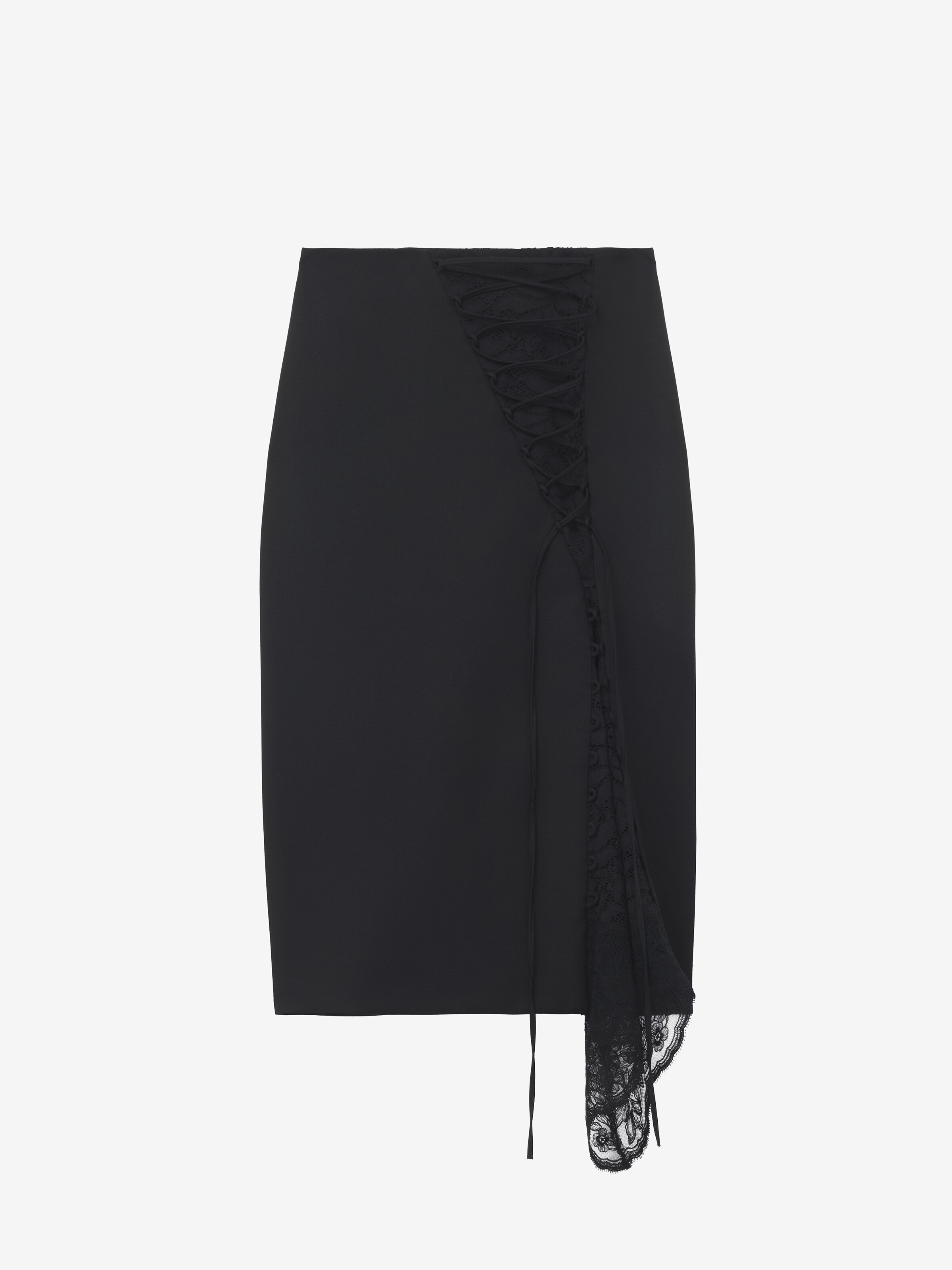 Women's Corset Lacing Panel Pencil Skirt in Black in 100% Wool | Alexander McQueen - image 1