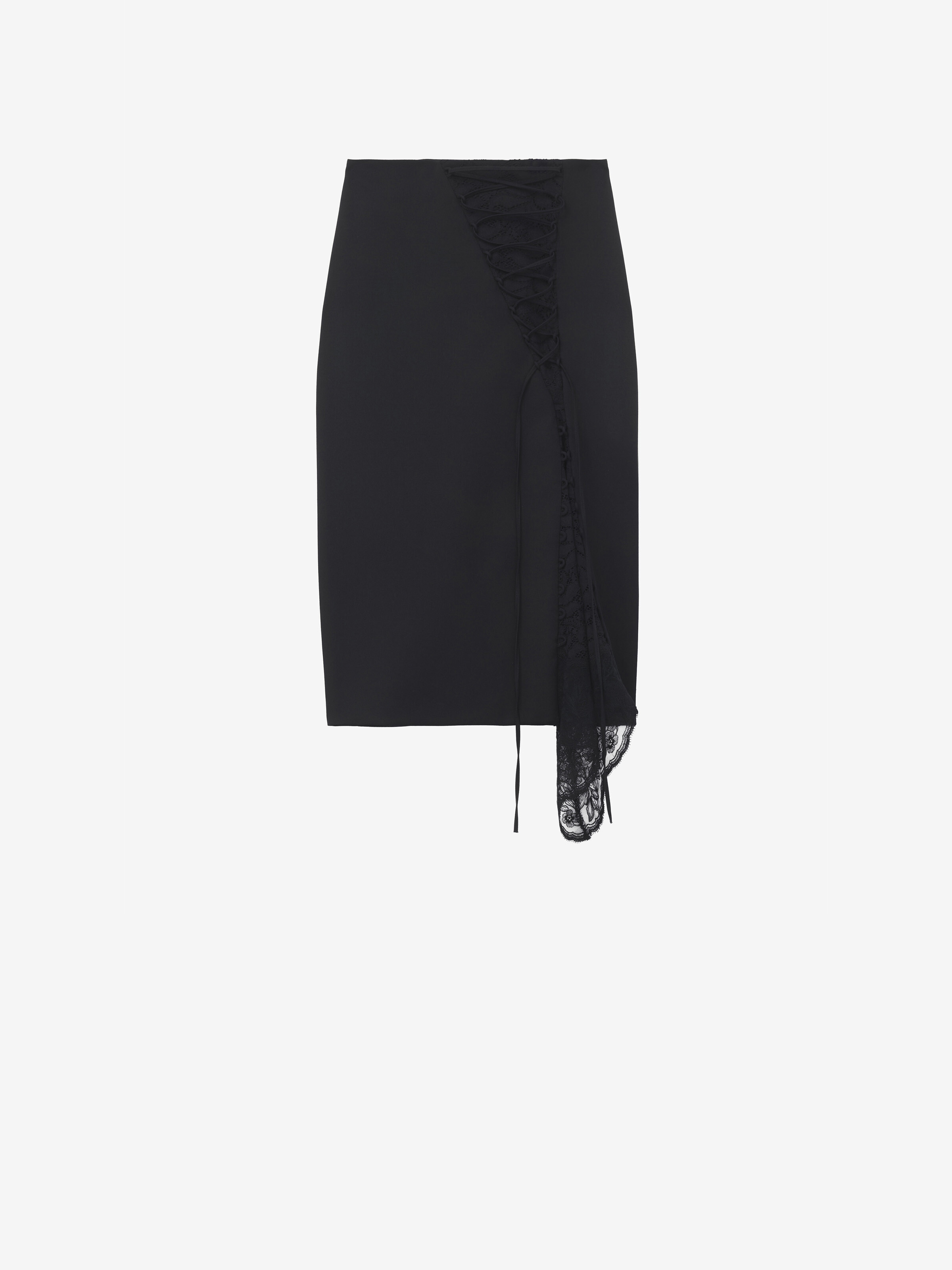 Women's Corset Lacing Panel Pencil Skirt in Black in 100% Wool | Alexander McQueen - image 1