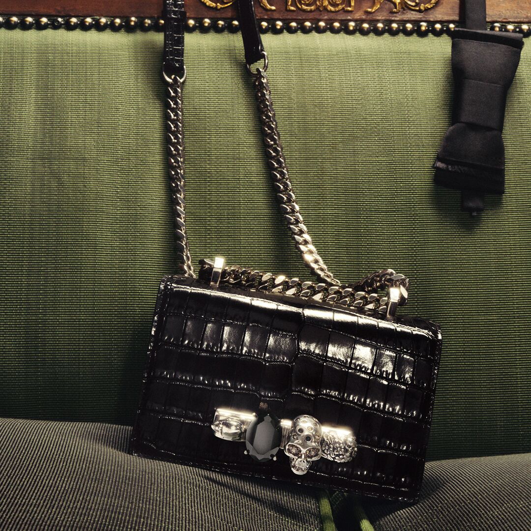 Alexander McQueen Black Jeweled satchel 
