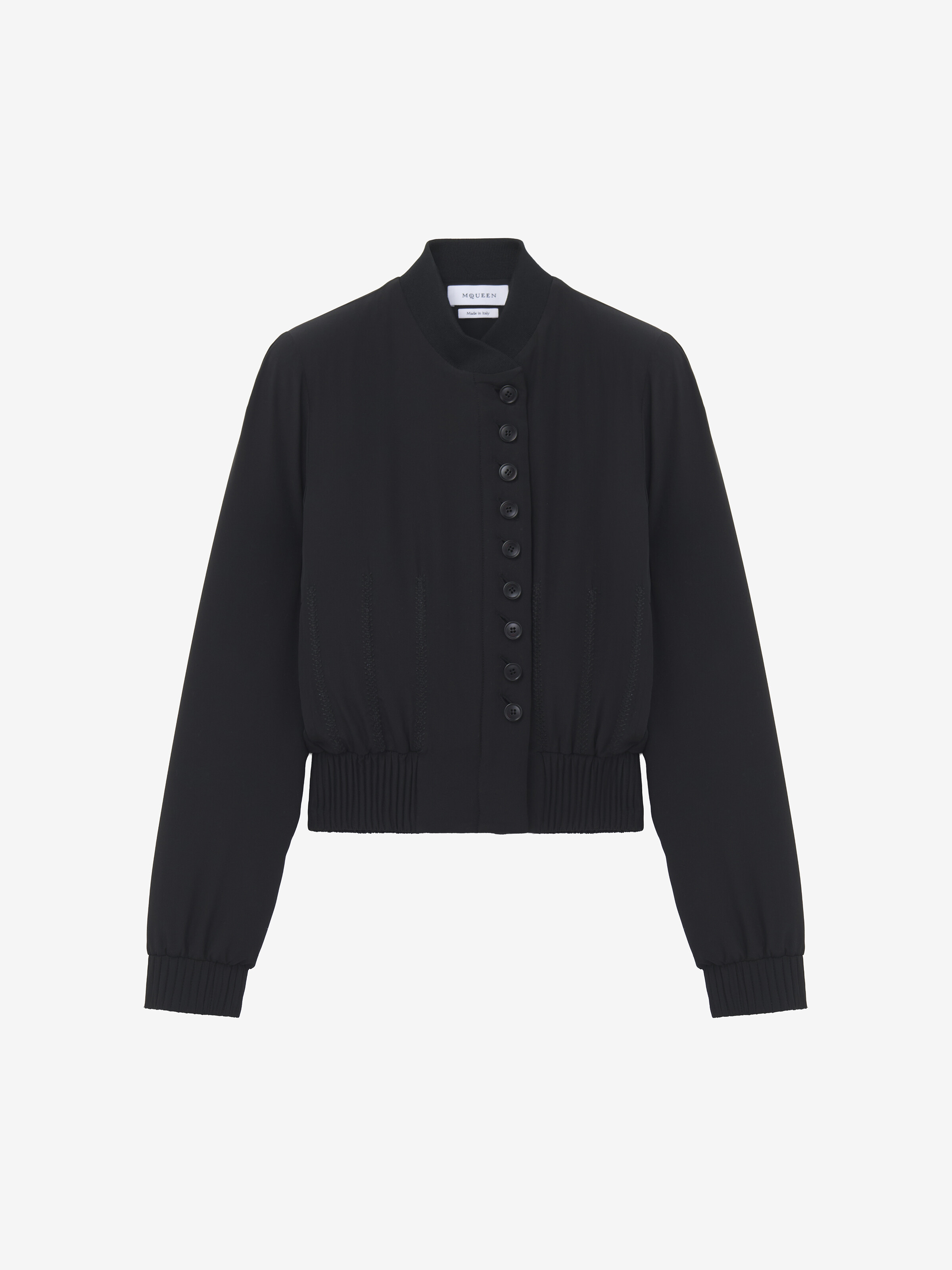 Women's Silk Bomber Jacket in Black in 100% Silk | Alexander McQueen - image 1