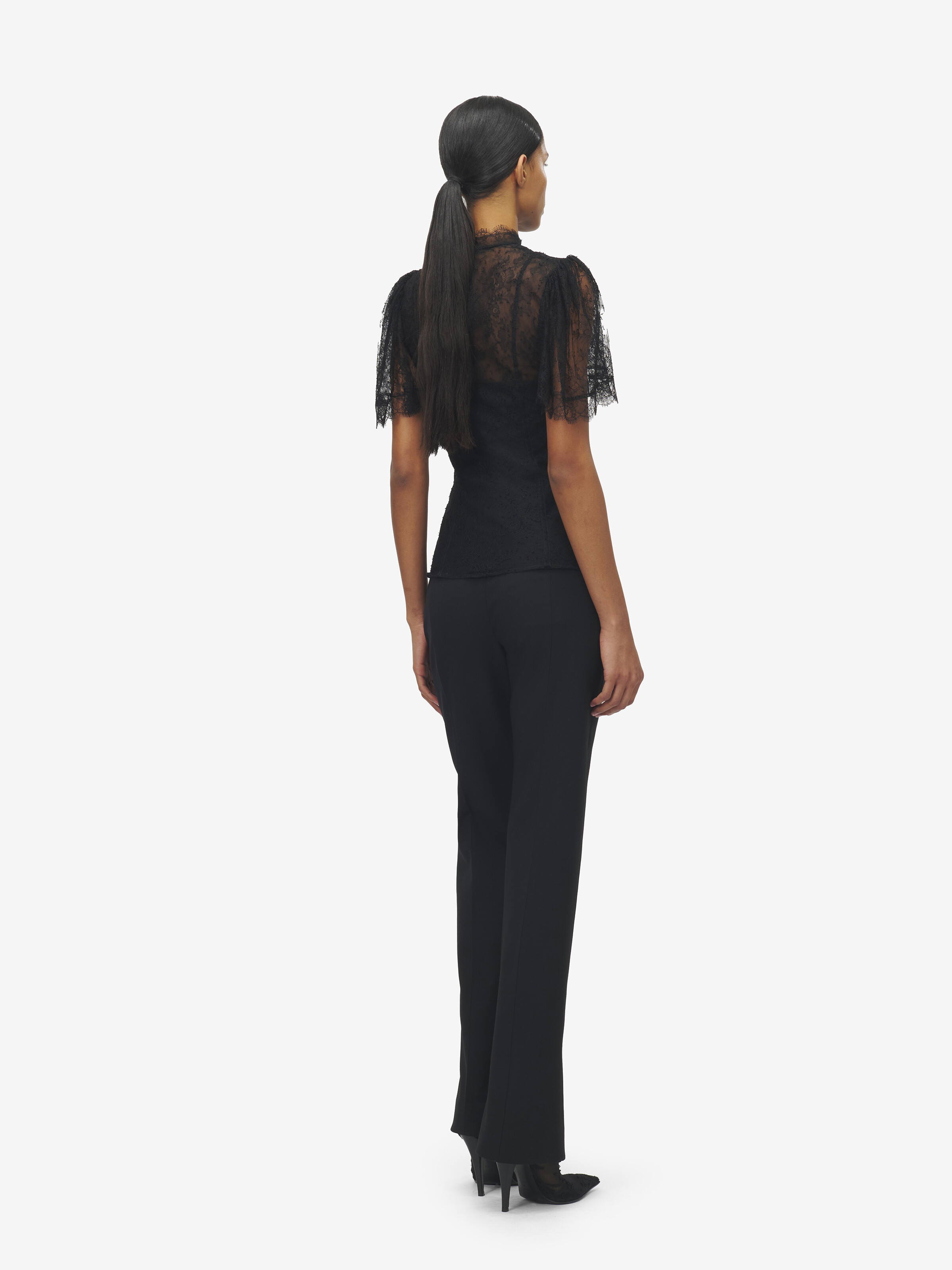 Women's Wool Gabardine Tailored Trousers in Black in 98% Wool, 2% Elastane | Alexander McQueen - image 4