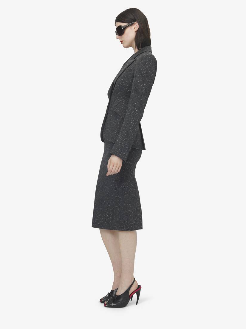 Flecked Pinstripe Slashed Zip Pencil Skirt | Alexander McQueen - image 3