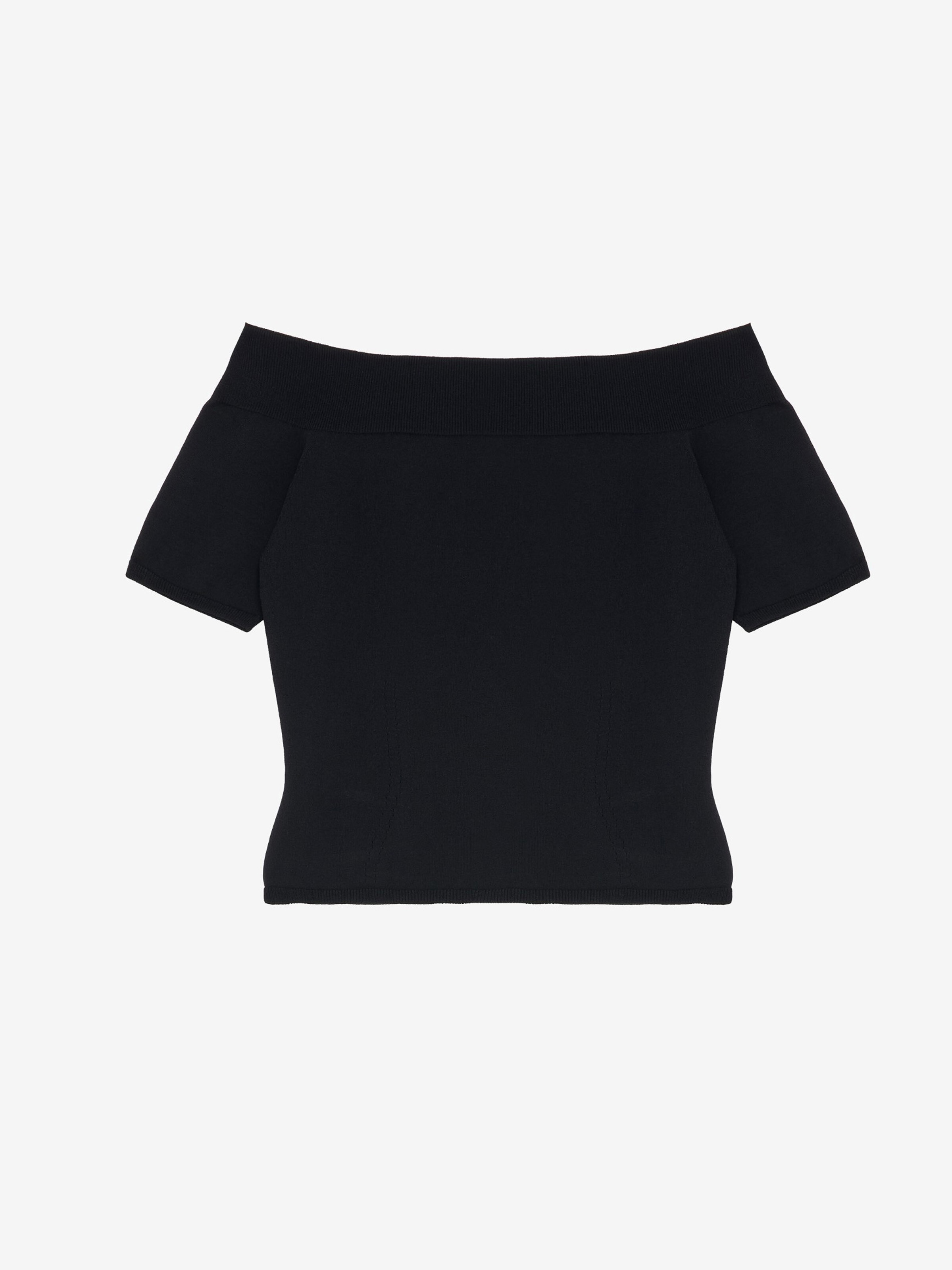 Women's Off-The-Shoulder Knit Top in Black in 83% Viscose, 17% Polyester | Alexander McQueen - image 1