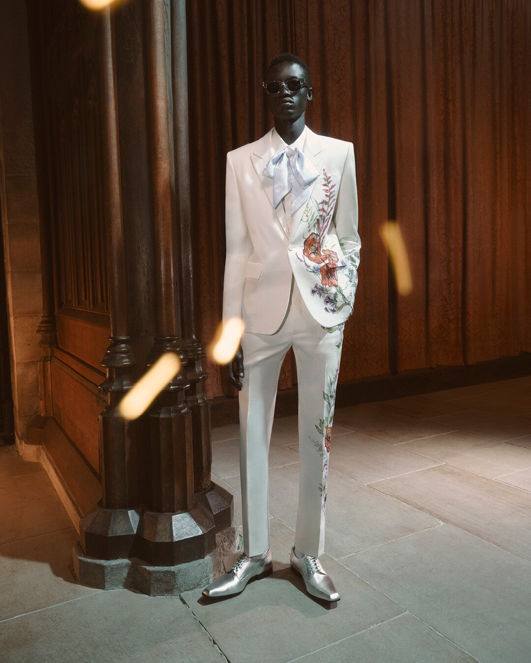 Model on set for McQueen Pre SS26 Campaign