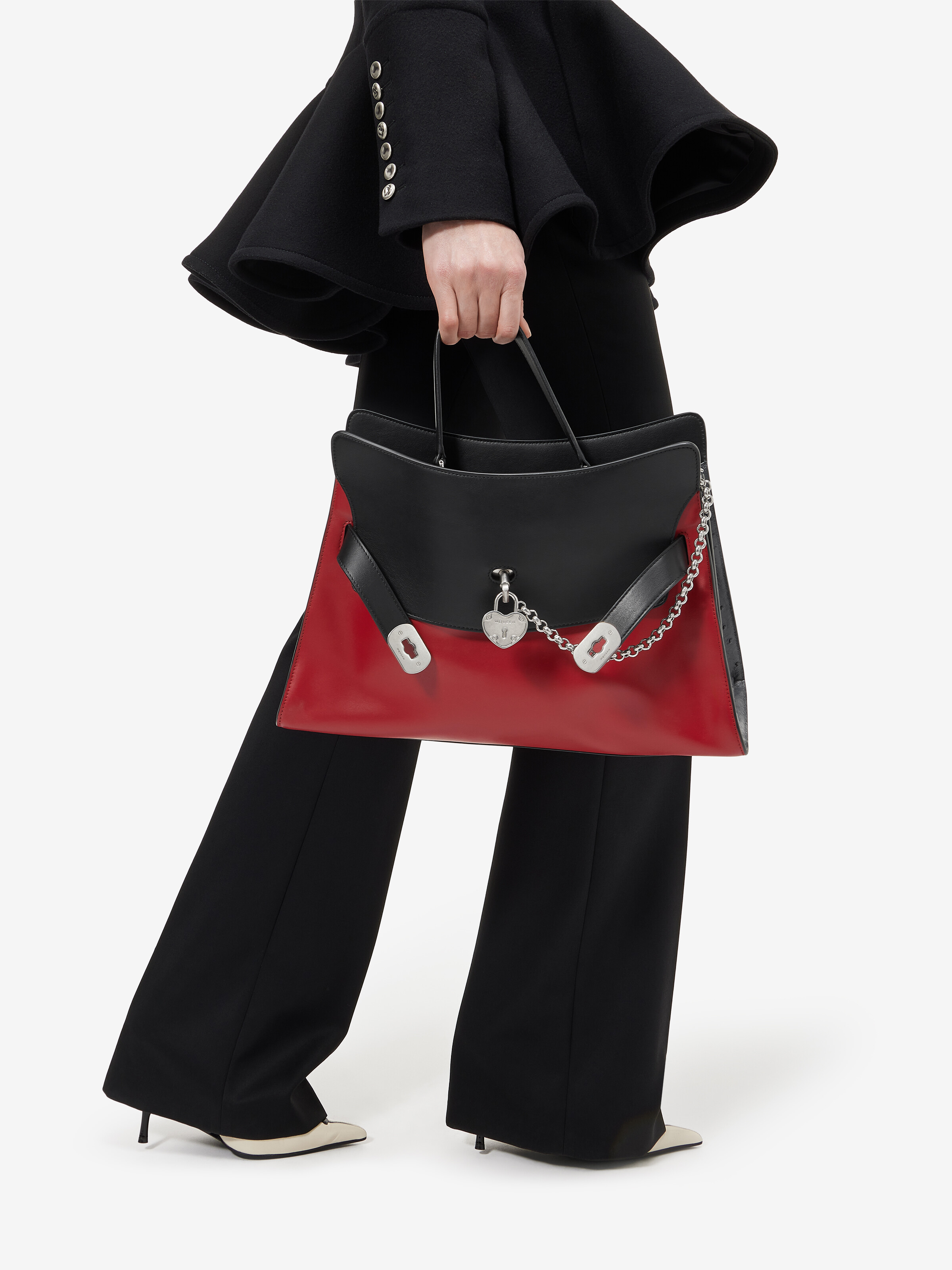 Women's Locke Bag in Red/Black in Calf Leather | Alexander McQueen - image 2