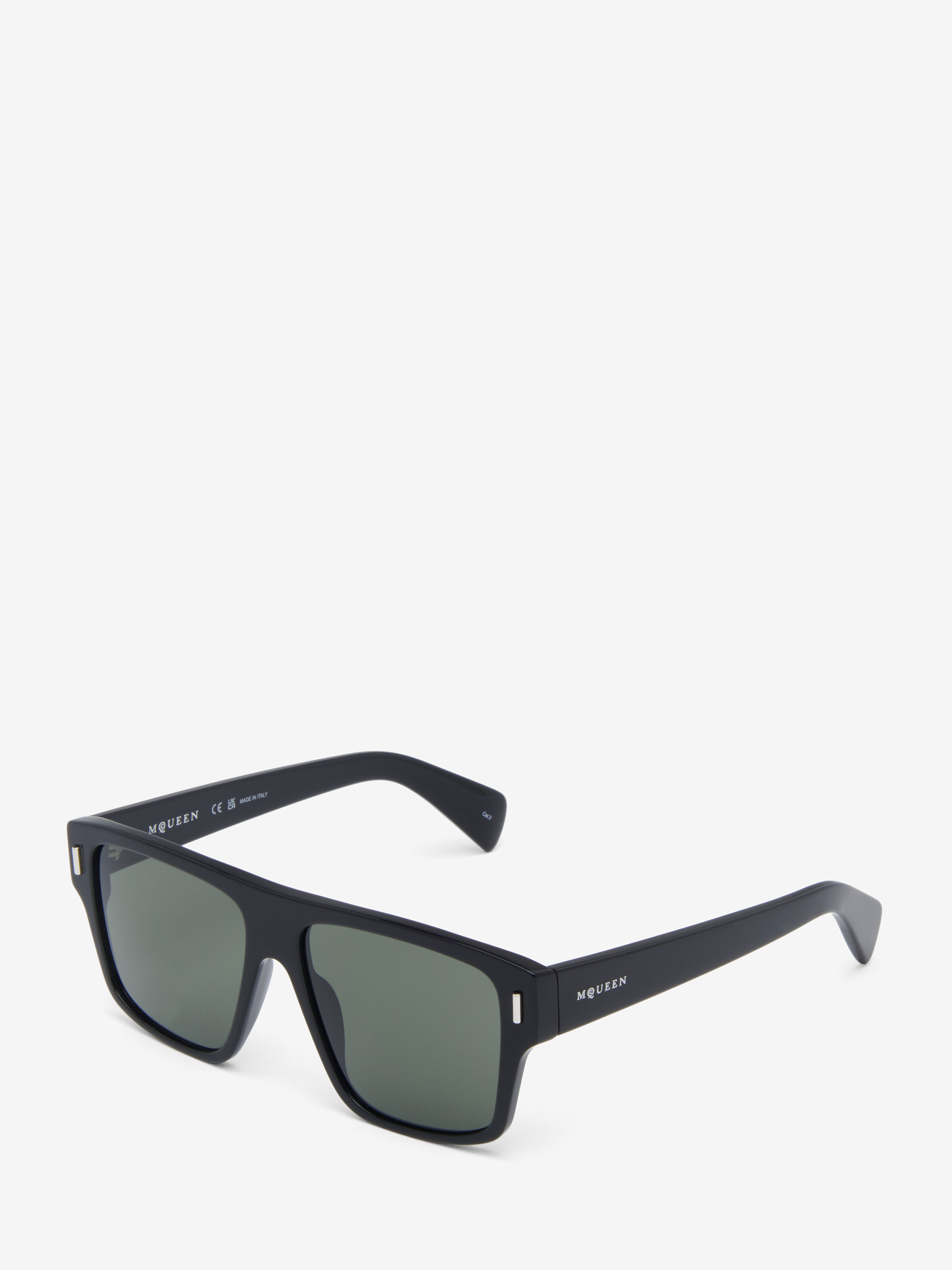 Women's T-Bar Rivet Square Sunglasses in Black in Recycle Acetate & Bio Nylon Lens | Alexander McQueen - image 2