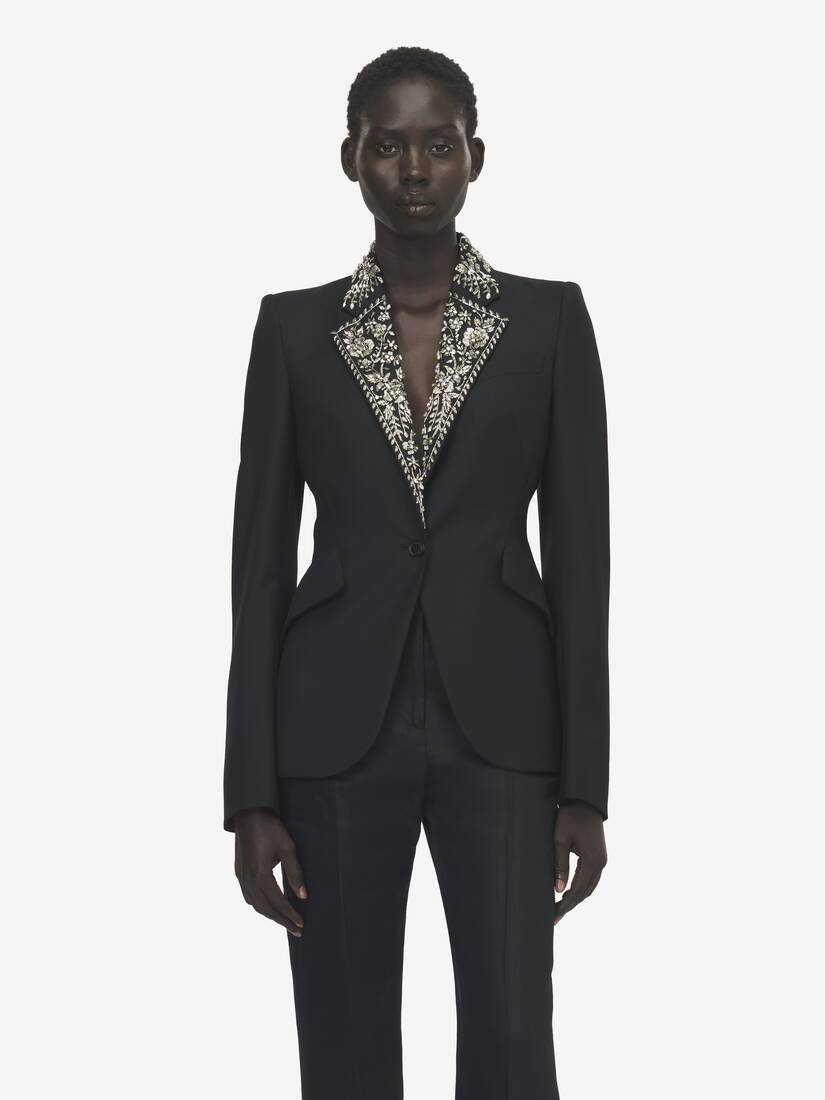 Embroidered Lapel Single-breasted Jacket | Alexander McQueen - image 6
