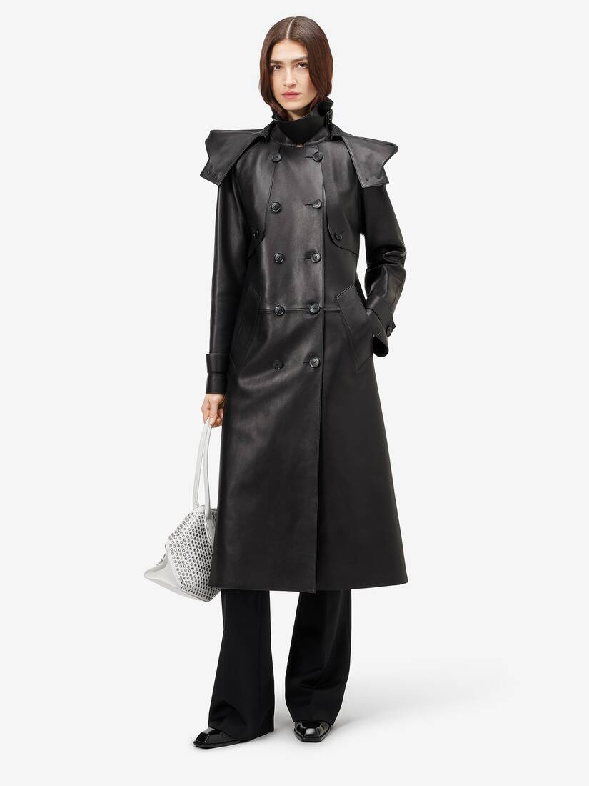 Leather Hooded Trench Coat | Alexander McQueen - image 2