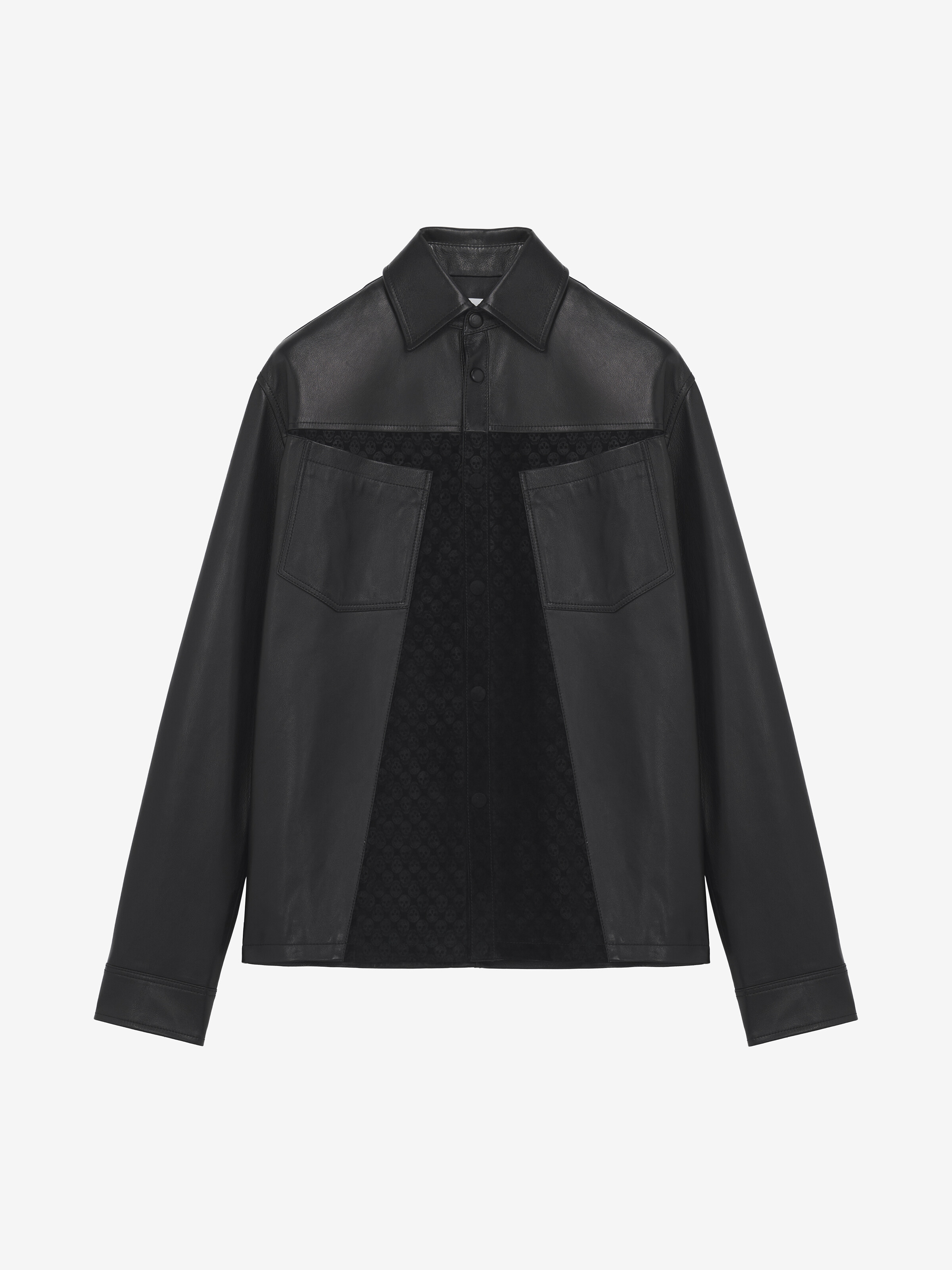 Men's Leather Overshirt in Black in Calf Leather | Alexander McQueen - image 1