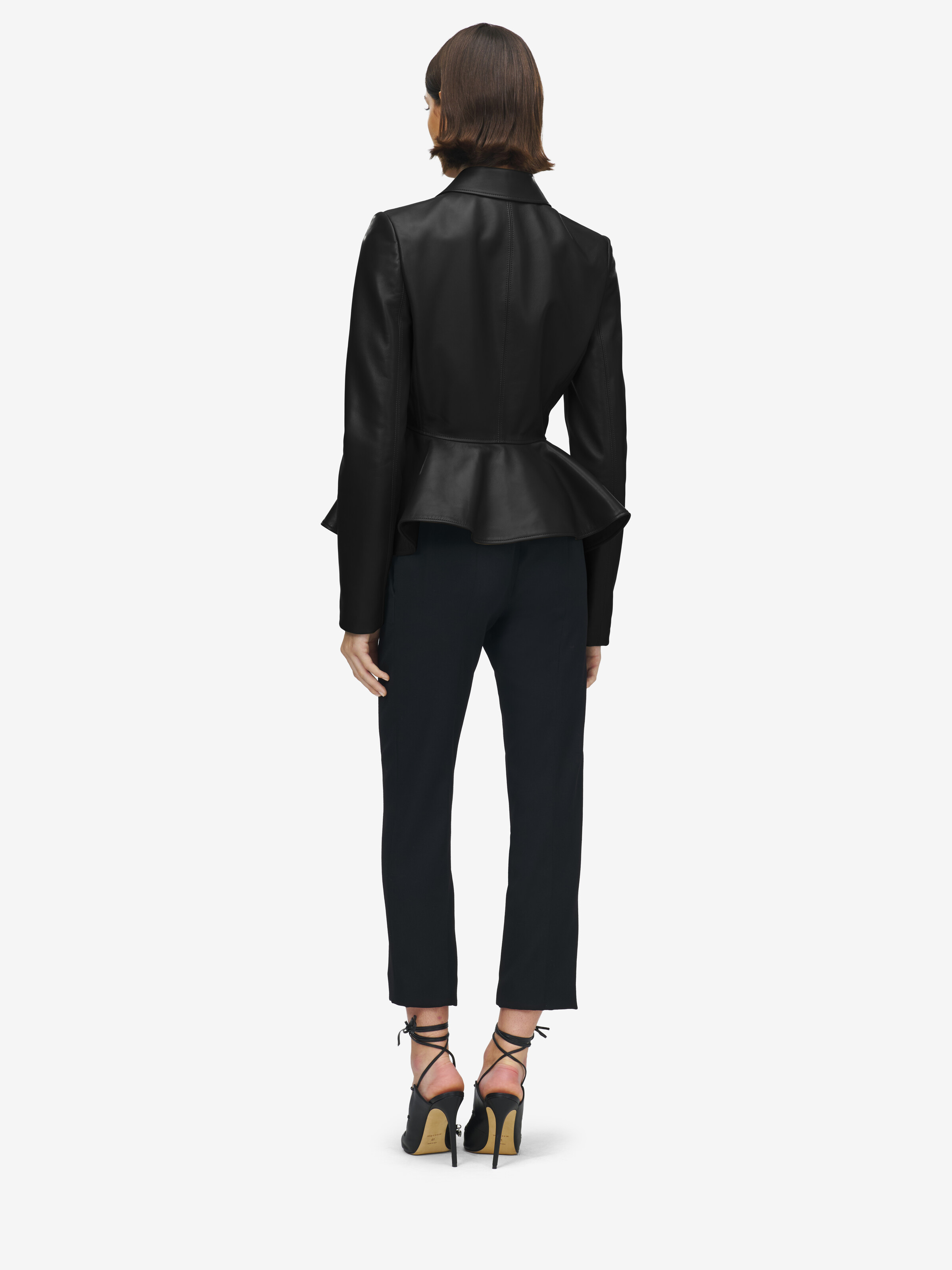 Veste à basque en cuir pour Femme en Noir in 100% Cuir d'agneau | Alexander McQueen - image 4