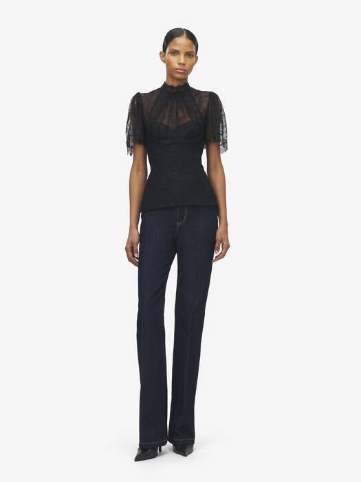 Women's Straight Leg Jeans in Dark Blue Wash | Alexander McQueen US