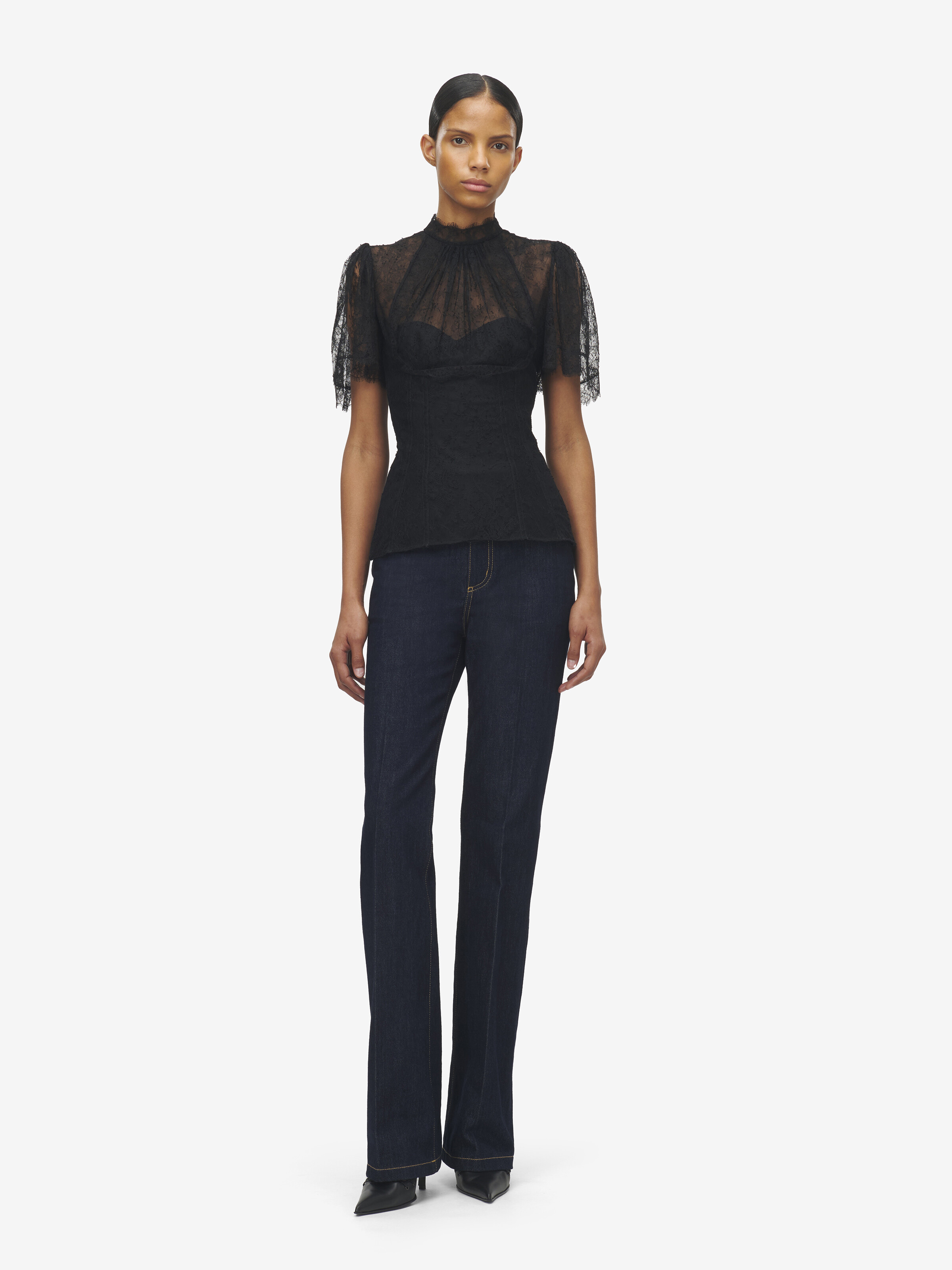Women's Straight Leg Jeans in Dark Blue Wash in 100% Cotton | Alexander McQueen - image 1