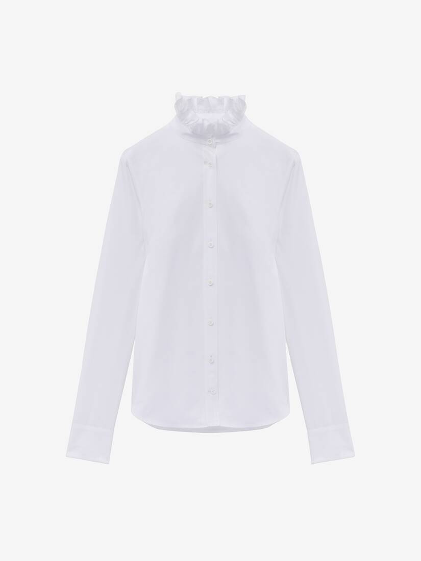 Ruffle Neck Poplin Shirt