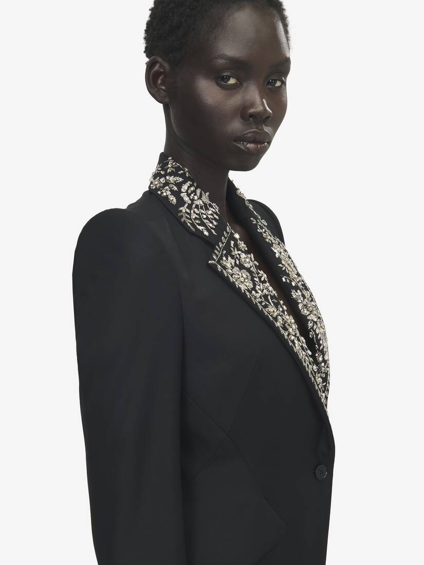 Embroidered Lapel Single-breasted Jacket | Alexander McQueen - image 5