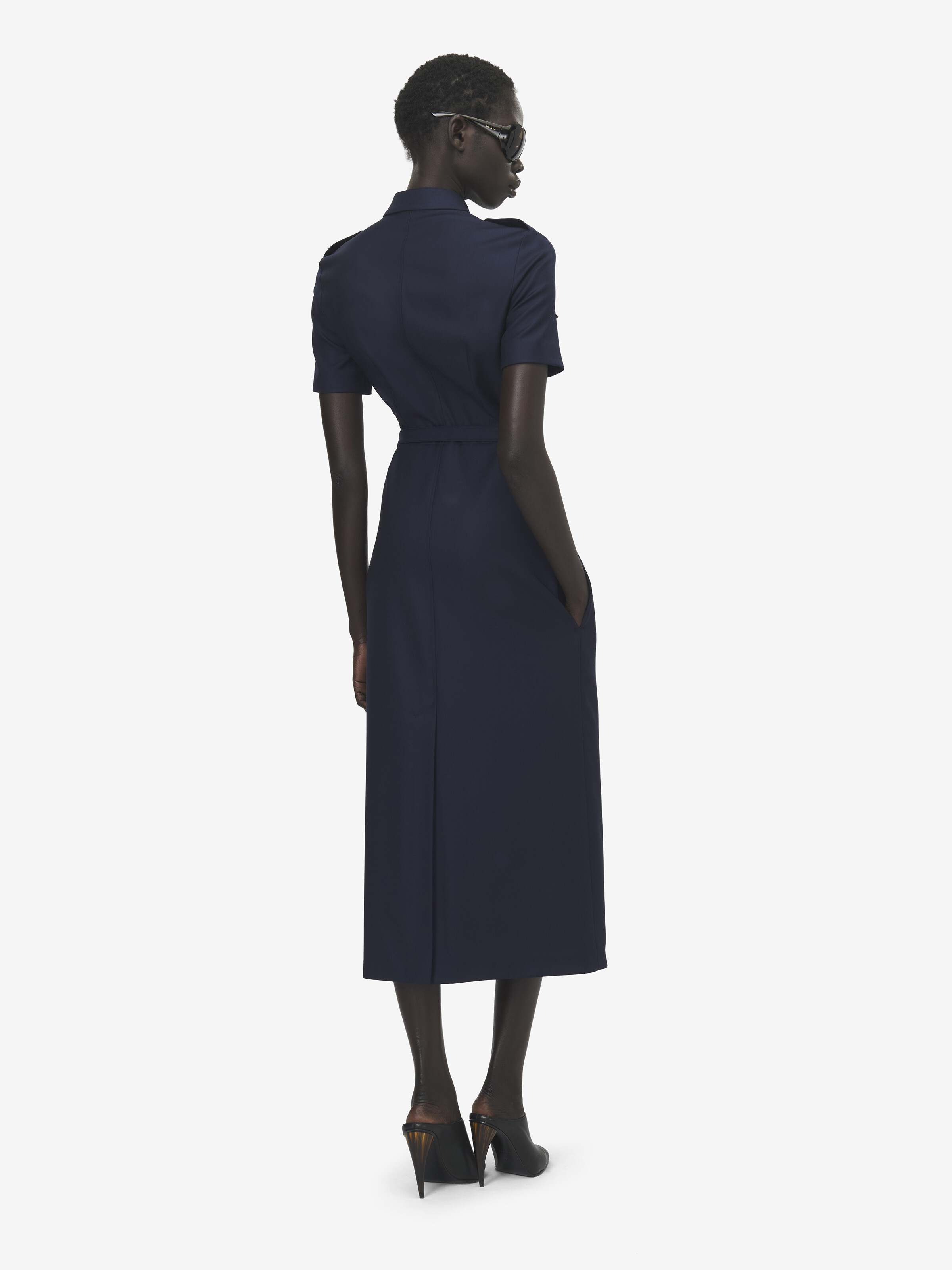 Uniform-Midikleid für Damen in Indigo in 100% Wolle | Alexander McQueen - image 3