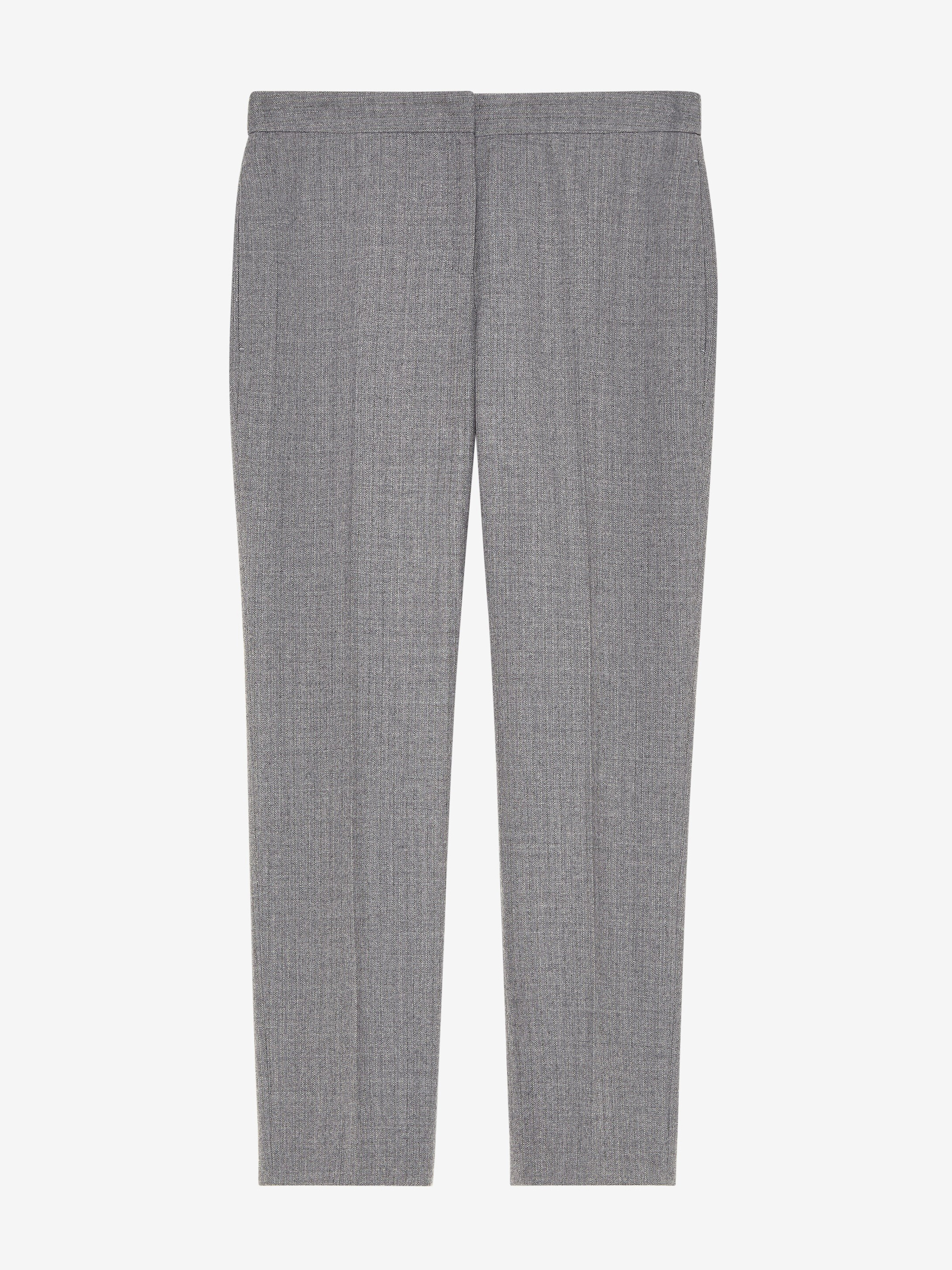 Pantalon cigarette en laine à fines rayures