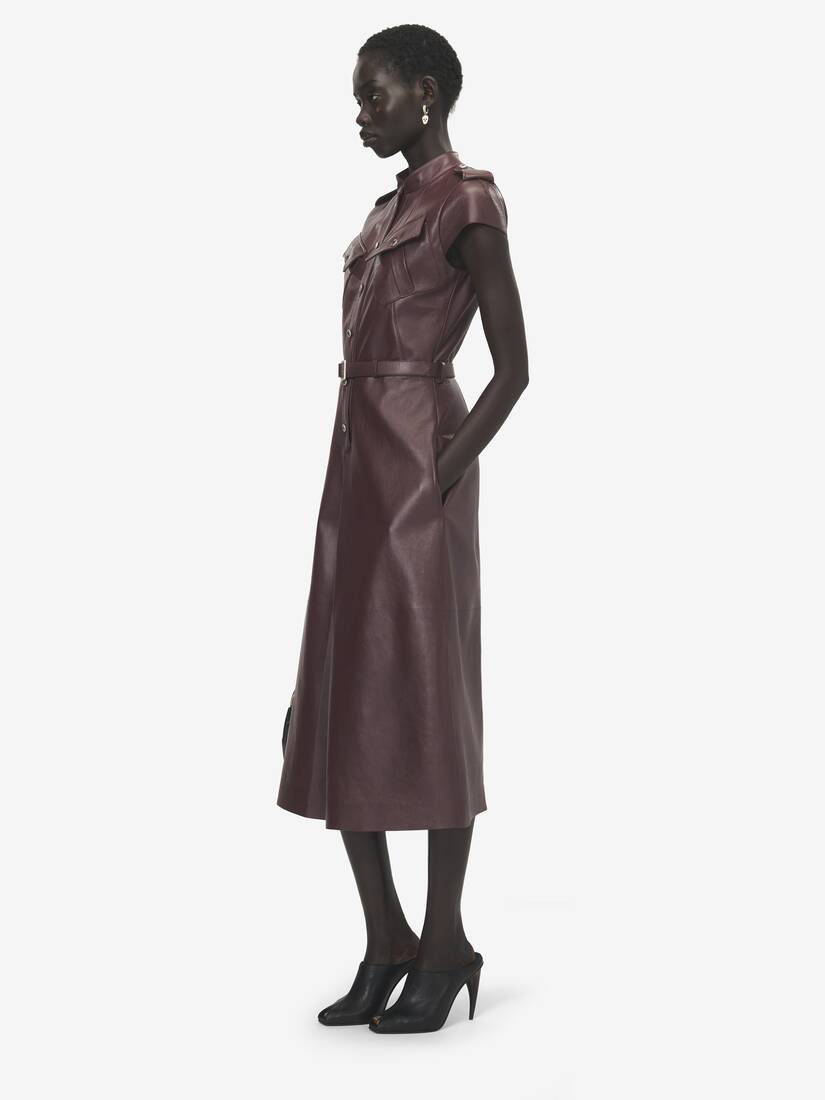 Leather Uniform Midi Dress | Alexander McQueen - image 3