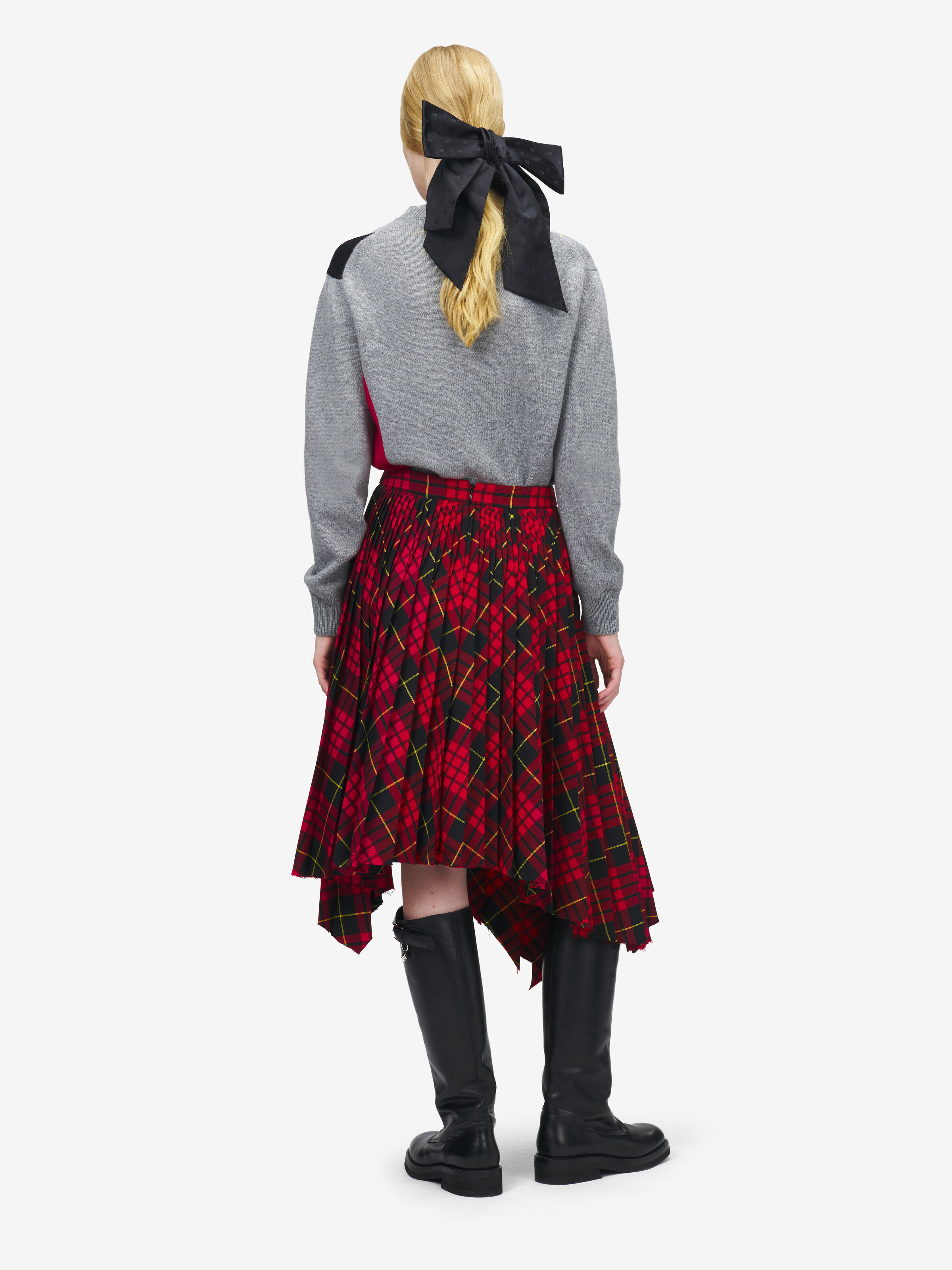 Women's MacQueen' Tartan Asymmetric Skirt in Red/Black/Yellow in 55% Polyester, 45% Wool | Alexander McQueen - image 4